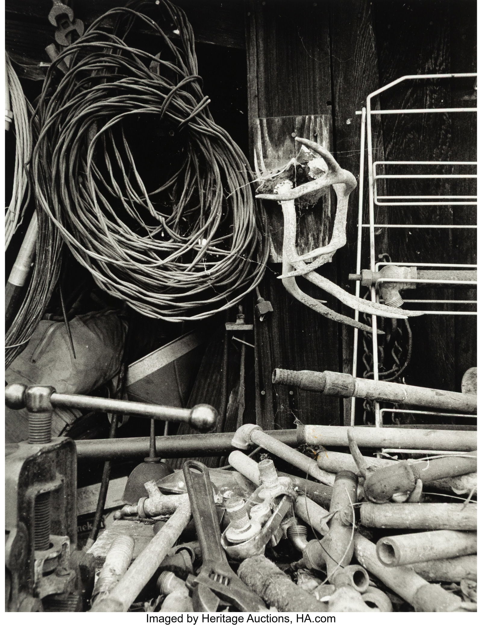 Lisa Koss (20th Century) Tools in the Back Yard, (1 of 3)