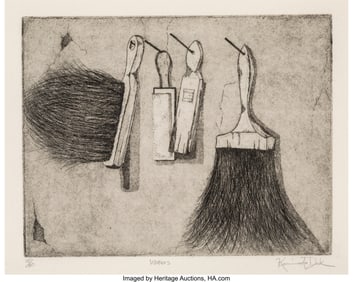 36101: Kevin Deck (20th Century) Whiskers Etching on Ar