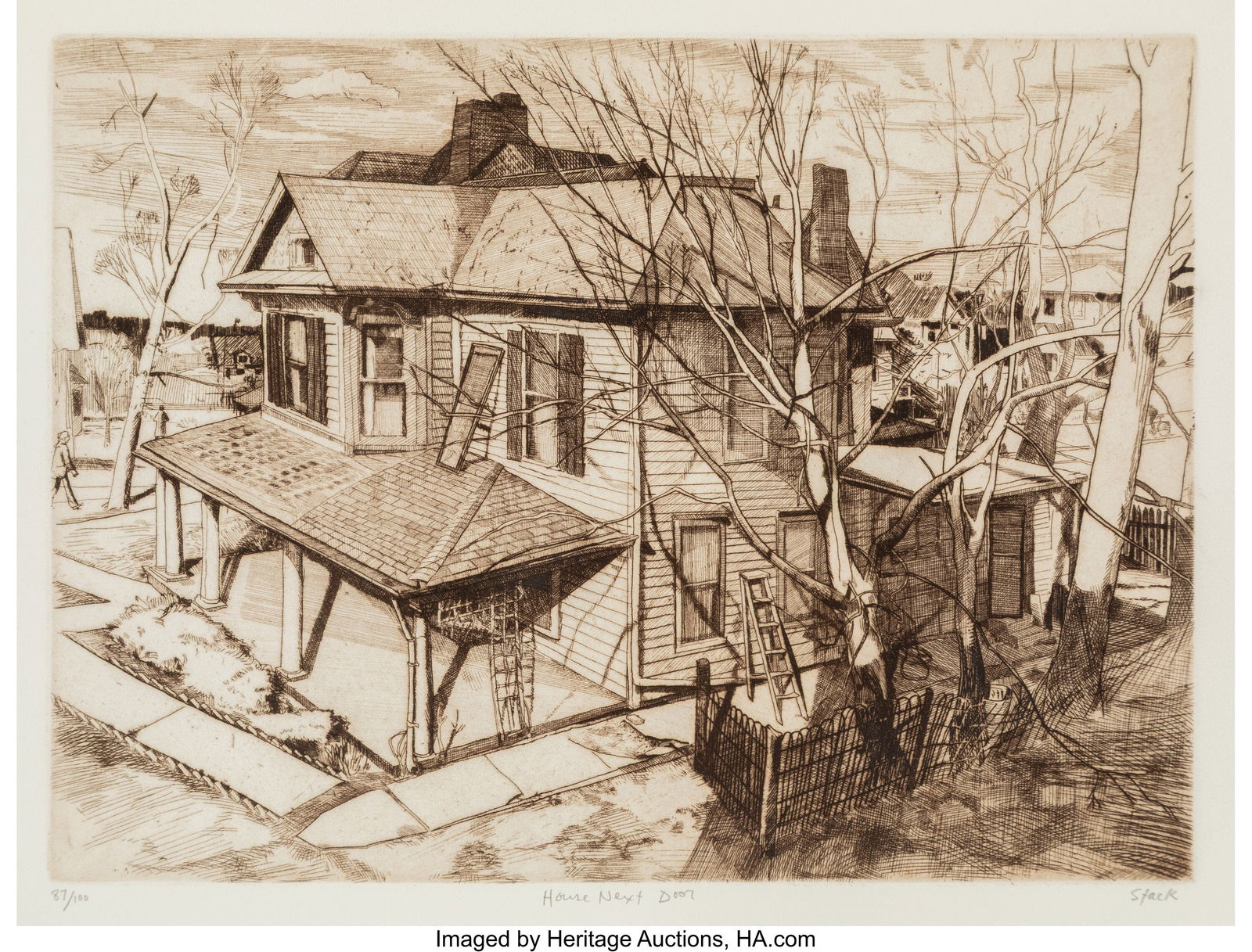 Frank Stack (b. 1937) House Next Door, 1977 Etch (1 of 3)