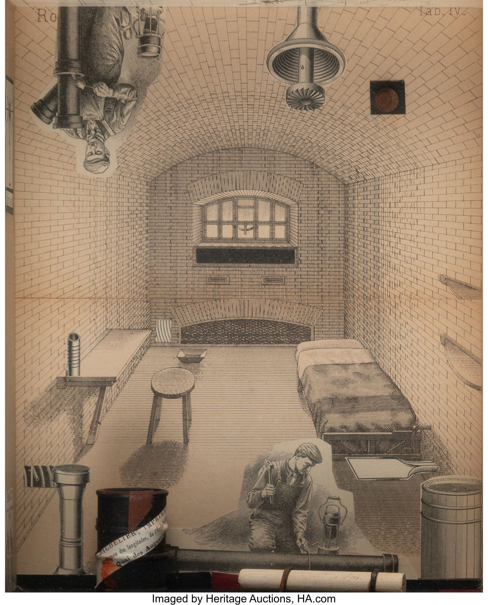 Thomas Freund (b. 1944) Overnight Repairs Mixed: Thomas Freund (b. 1944) Overnight Repairs Mixed media collage within shadow box 10-3/4 x 9 x 2-1/2 inches (27.3 x 22.9 x 6.3 cm) Signed on the r