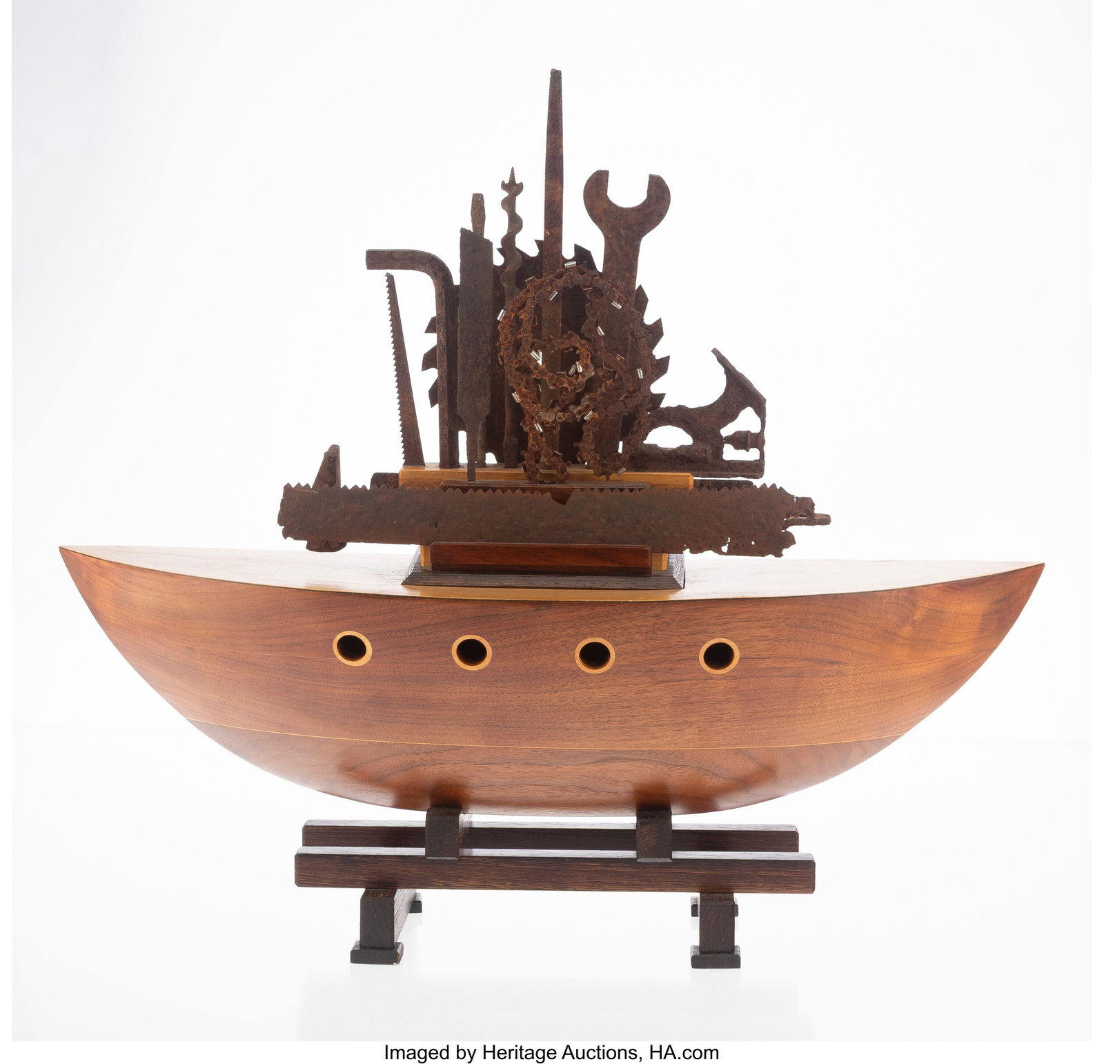 Richard Bronk (1941-2025) Ship of Tools, 1992 Wo: Richard Bronk (1941-2025) Ship of Tools, 1992 Wood and metal 22 x 25 x 8 inches (55.9 x 63.5 x 20.3 cm) (overall) Signed and dated on underside