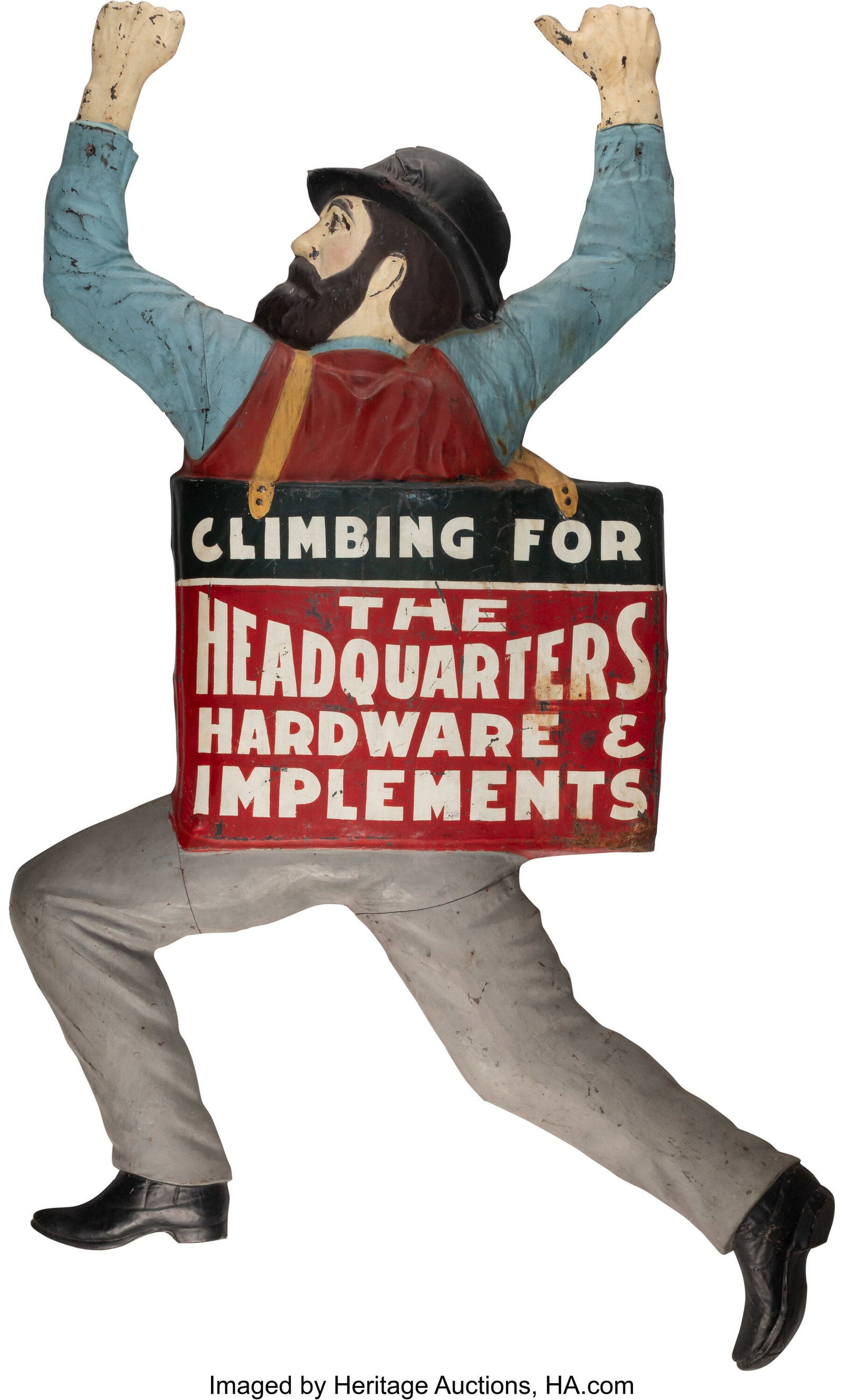 Silas West (19th Century) Climbing Man, 1895 Pai: Silas West (19th Century) Climbing Man, 1895 Painted tin 76 x 45 inches (193.0 x 114.3 cm) (overall) Property From the Hechinger Collection EXHIBITED&