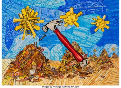 36233: Red Grooms (b. 1937) I Nailed Wooden Suns to Woo