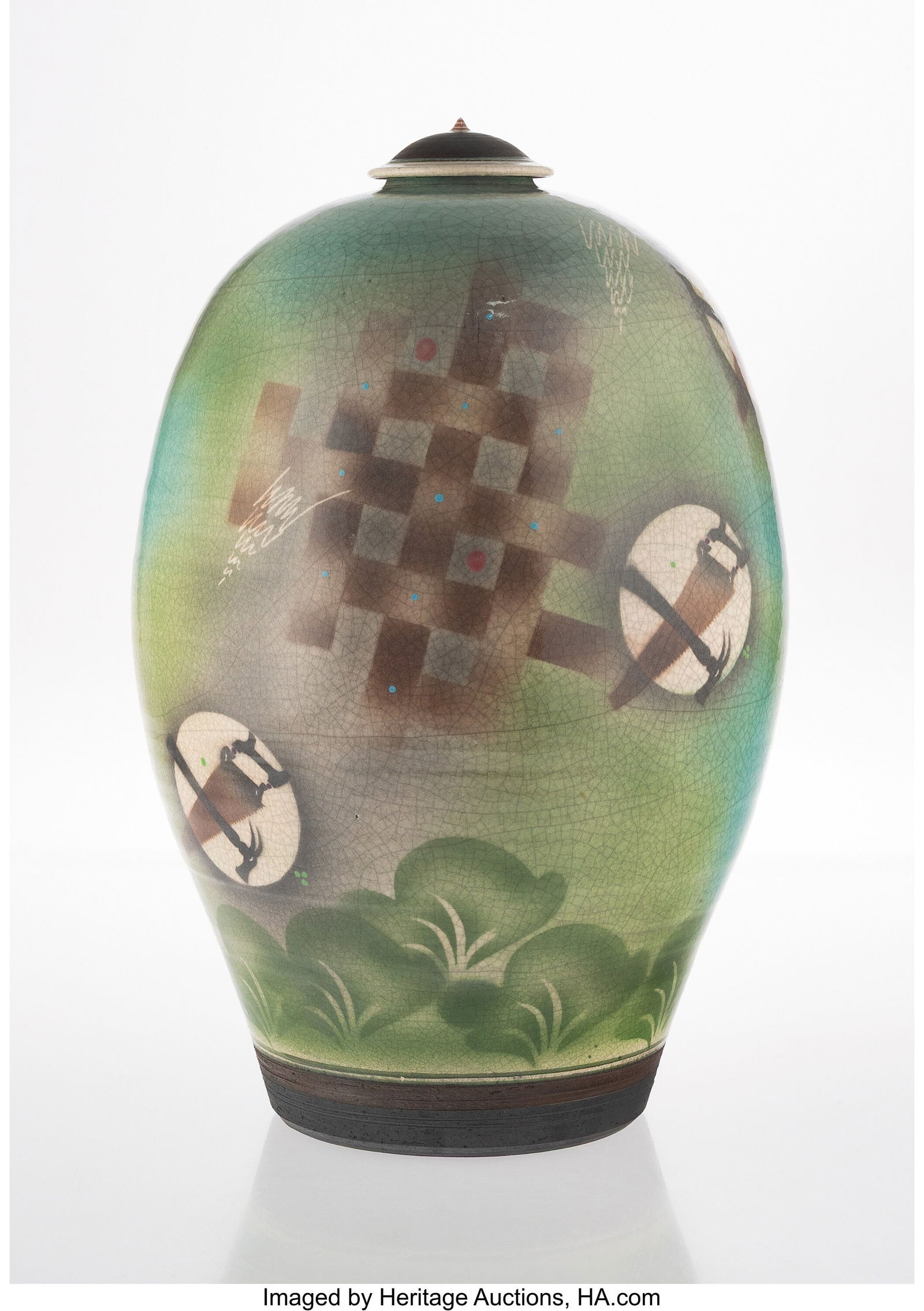 Jamie Davis (b. 1945) Ginger Jar Vase, 1982 Raku (1 of 4)