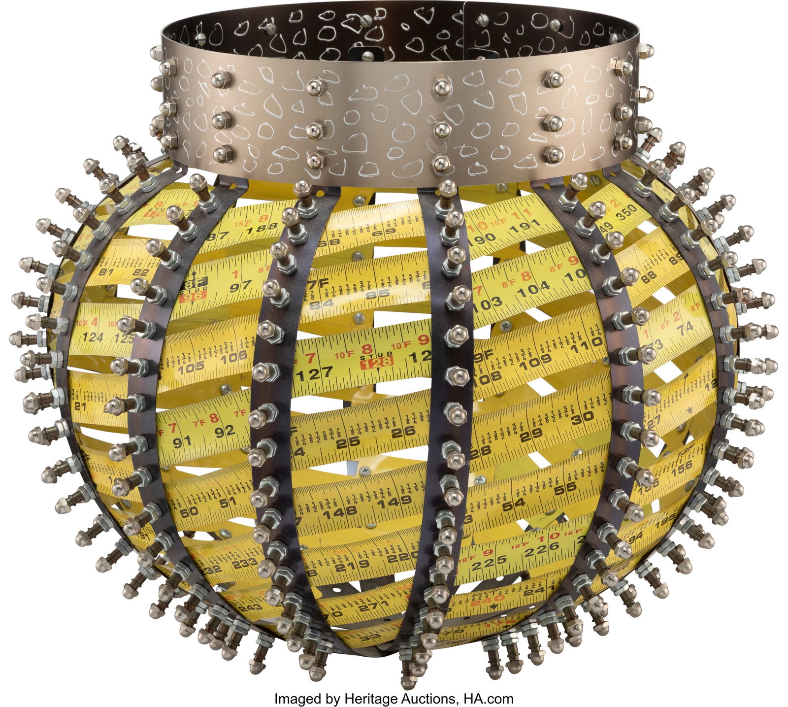 Robert Dobson (b. 1950) Basket #93, 2001 Carpent: Robert Dobson (b. 1950) Basket #93, 2001 Carpenter's tape, anodized aluminum strip, perforated steel 13 x 15 x 15 inches (33.0 x 38.1 x 38&per