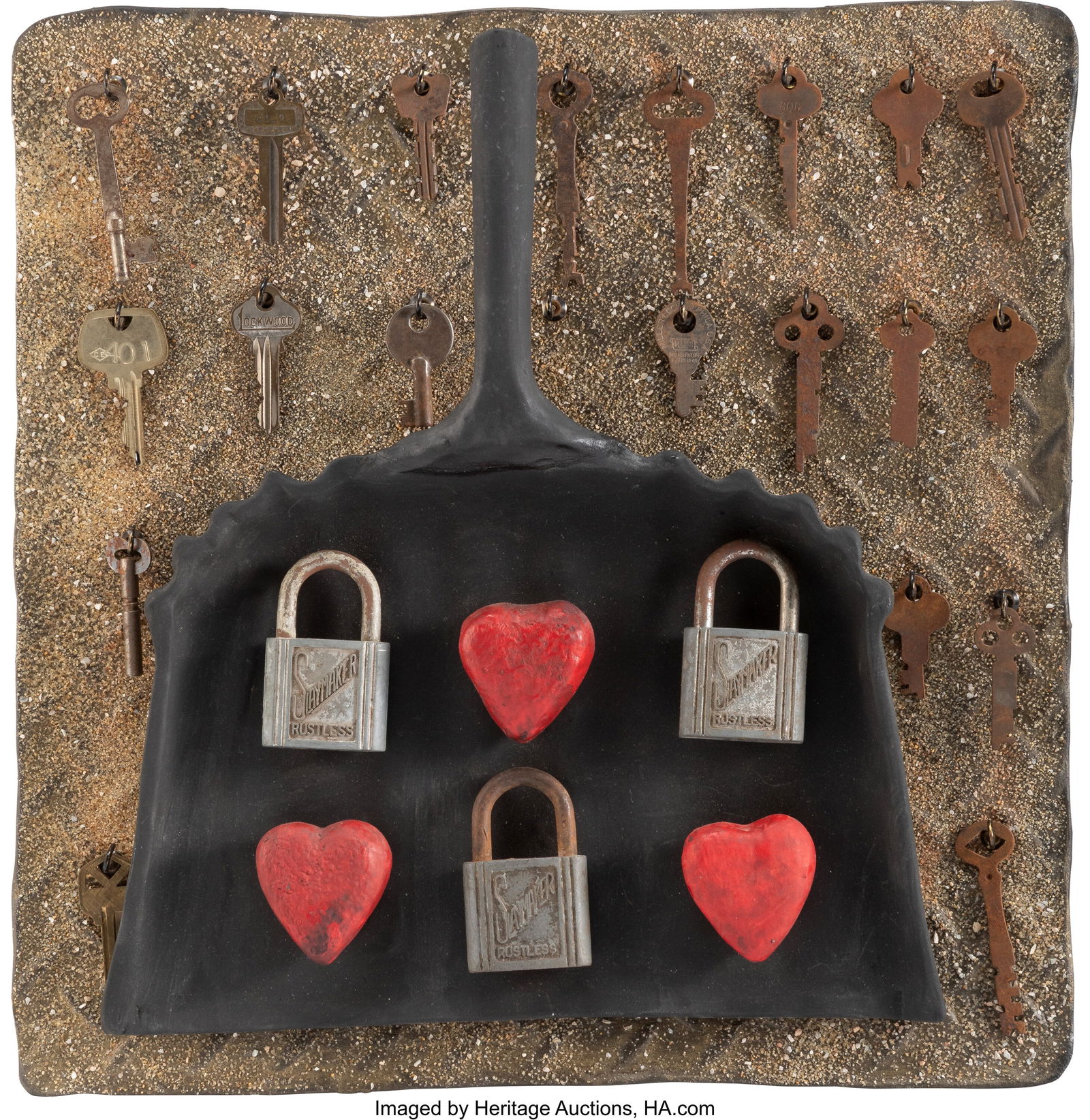 Cindi Morrison (20th Century) Key to My Heart Gl: Cindi Morrison (20th Century) Key to My Heart Glazed ceramic and metal 14-1/4 x 14 x 2-1/2 inches (36.2 x 35.6 x 6.3 cm) Signed on the reverse beneath