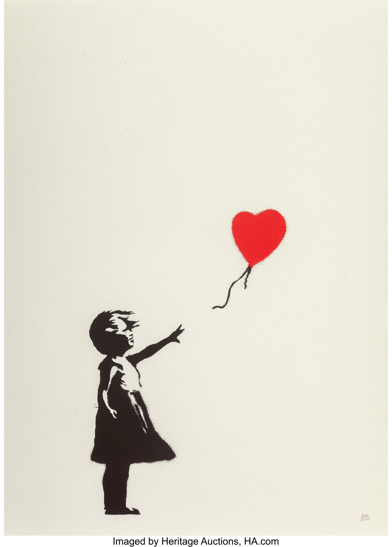 Banksy (b. 1974) Girl with Balloon, 2004 Screenp: Banksy (b. 1974) Girl with Balloon, 2004 Screenprint in colors on wove paper 25-3/4 x 19-5/8 inches (65.5 x 50 cm) (sheet) Ed. 344/