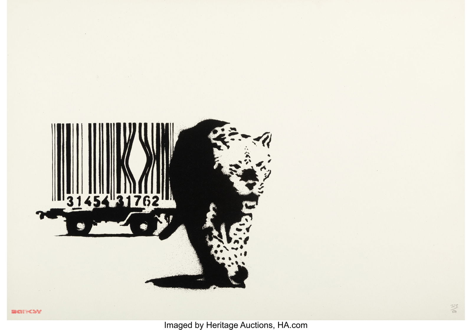 Banksy (b. 1974) Barcode, 2004 Screenprint in bl: Banksy (b. 1974) Barcode, 2004 Screenprint in black on wove paper 19-3/4 x 27-1/2 inches (50 x 69.9 cm) (sheet) Ed. 323/600 Numbere