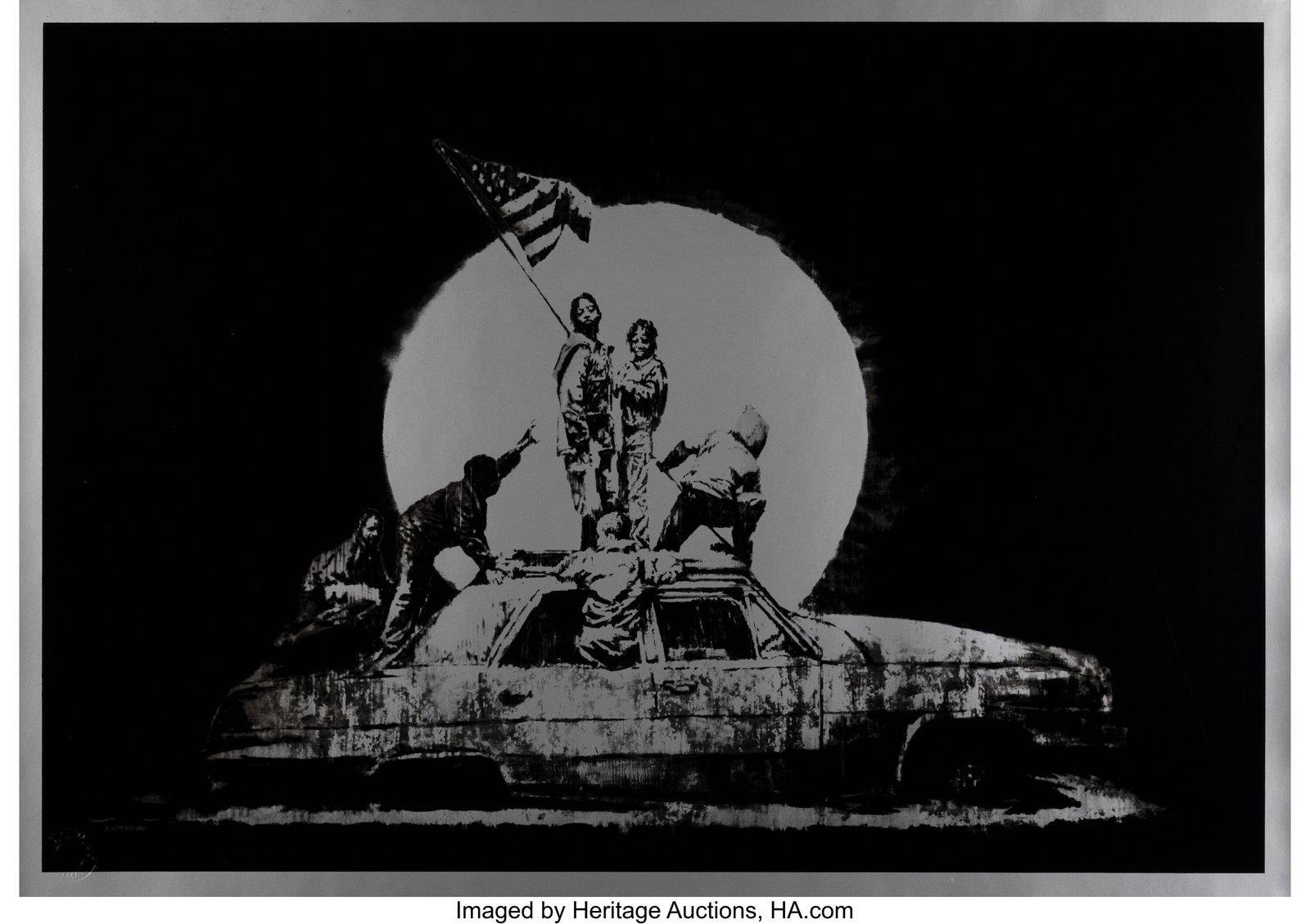 Banksy (b. 1974) Flag (Silver), 2006 Screenprint: Banksy (b. 1974) Flag (Silver), 2006 Screenprint in colors on wove paper 19-5/8 x 27-1/2 inches (49.8 x 69.8 cm) (sheet) Ed&p