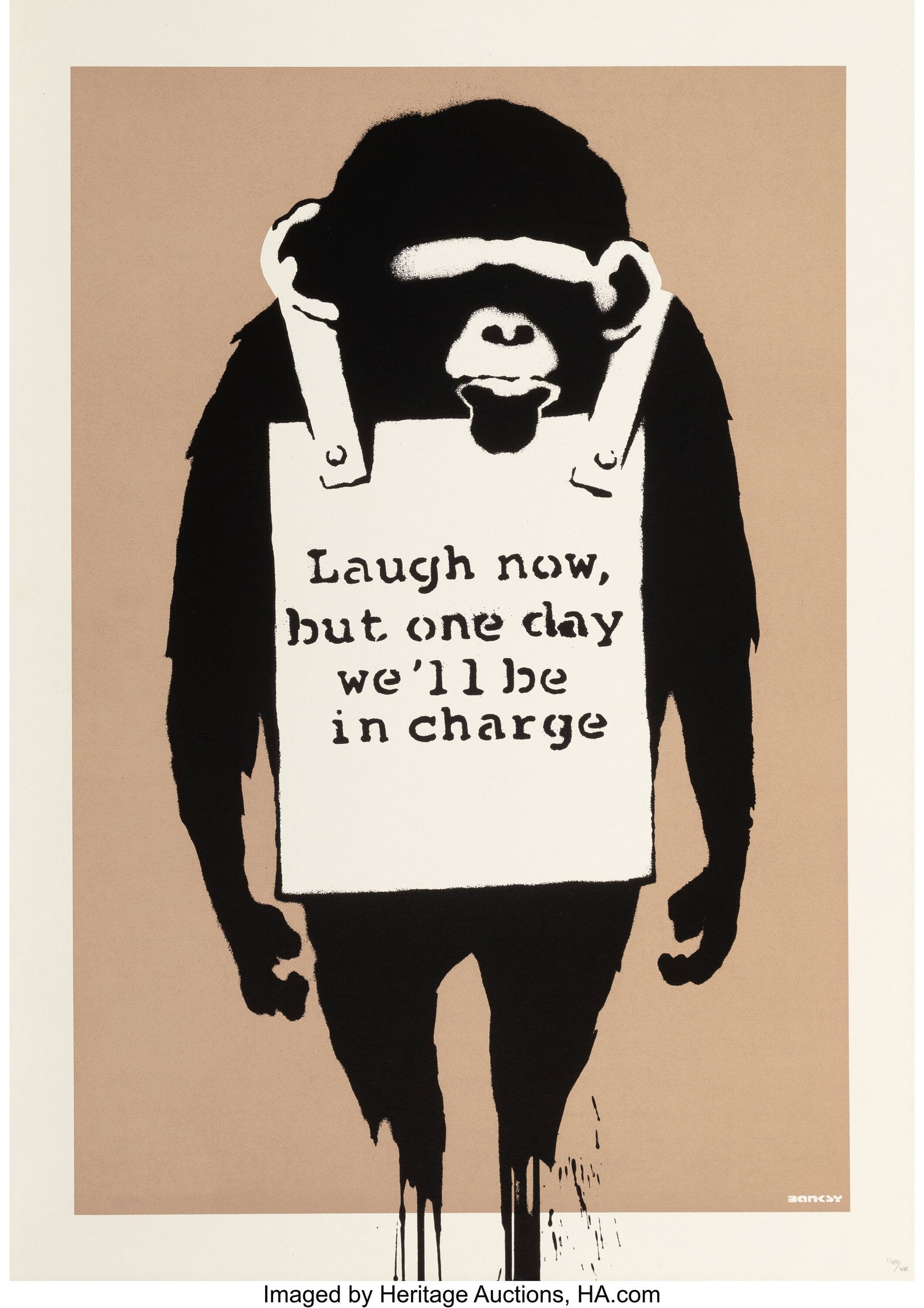 Banksy (b. 1974) Laugh Now, 2017 Screenprint in: Banksy (b. 1974) Laugh Now, 2017 Screenprint in colors on wove paper 27-1/2 x 23-5/8 inches (70 x 60 cm) (sheet) Ed. 160/600 Numbered in p