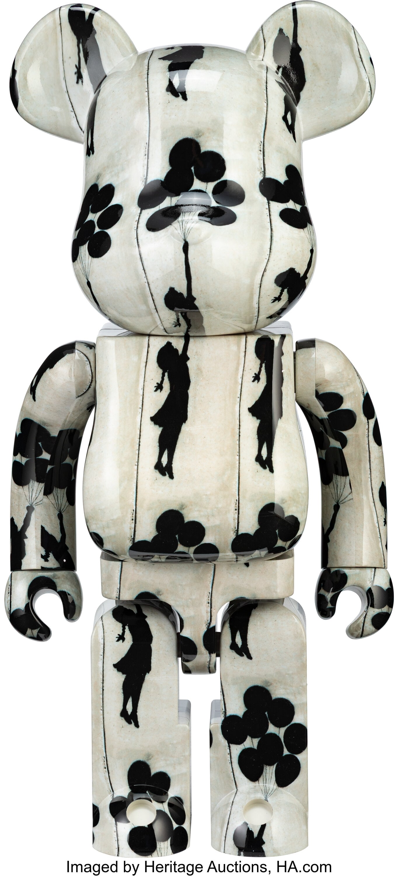 BE@RBRICK X Brandalism Flying Balloons Girl 1000: BE@RBRICK X Brandalism Flying Balloons Girl 1000%, 2021 Painted cast resin 28 x 14 x 9 inches (71.1 x 35.6 x 22.9 cm) Stamped on underside of feet Pr