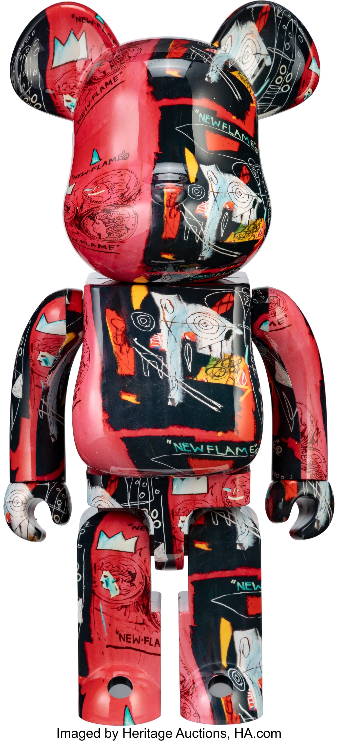 BE@RBRICK X The Andy Warhol Foundation for the V: BE@RBRICK X The Andy Warhol Foundation for the Visual Arts X The Estate of Jean-Michel Basquiat Andy Warhol X Jean-Michel Basquiat #1 1000%, 2021 Painted cast resin 28 x 14 x 9
