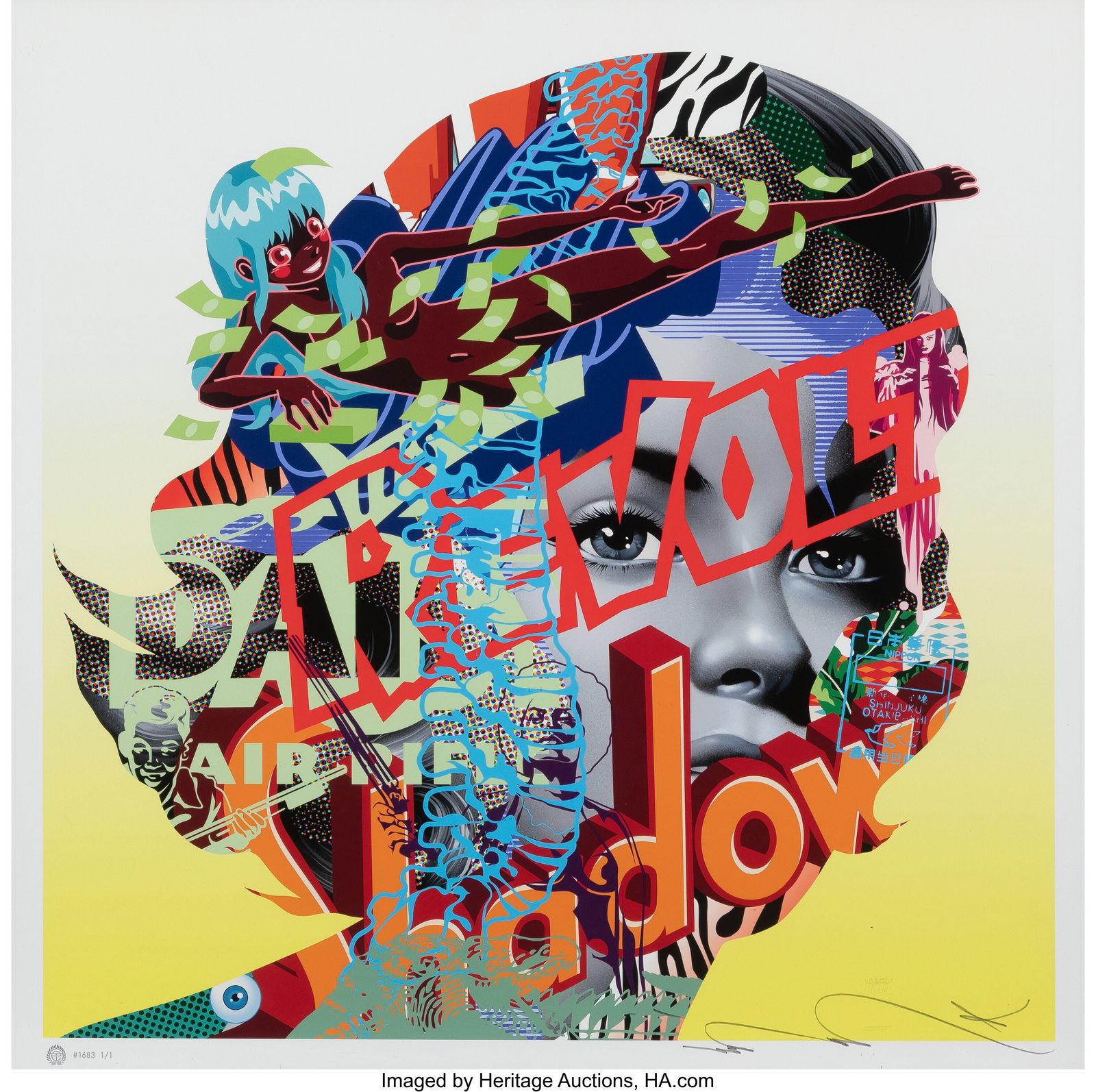 Tristan Eaton (b. 1978) G.E.M.M.A #168: Tristan Eaton (b. 1978) G.E.M.M.A #1683, 2022 Giclée print in colors on Moab Cotton Rag paper 24 x 24 inches (61.0 x 61&period