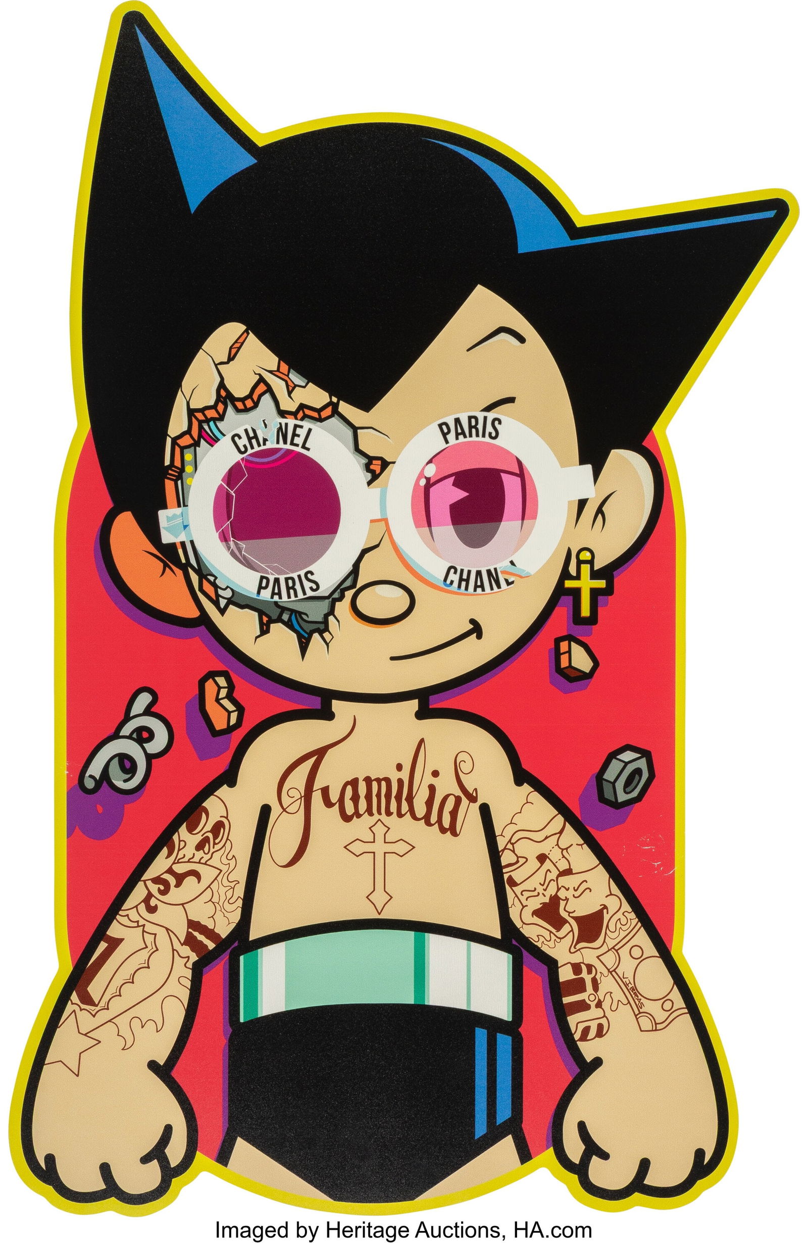 Matt Gondek X J Balvin Mighty Vibras, 2018 Offse: Matt Gondek X J Balvin Mighty Vibras, 2018 Offset lithograph in colors on panel 23 x 14 inches (58.4 x 35.6 cm) Ed. 66/300 Signed and numbered in ink on the re