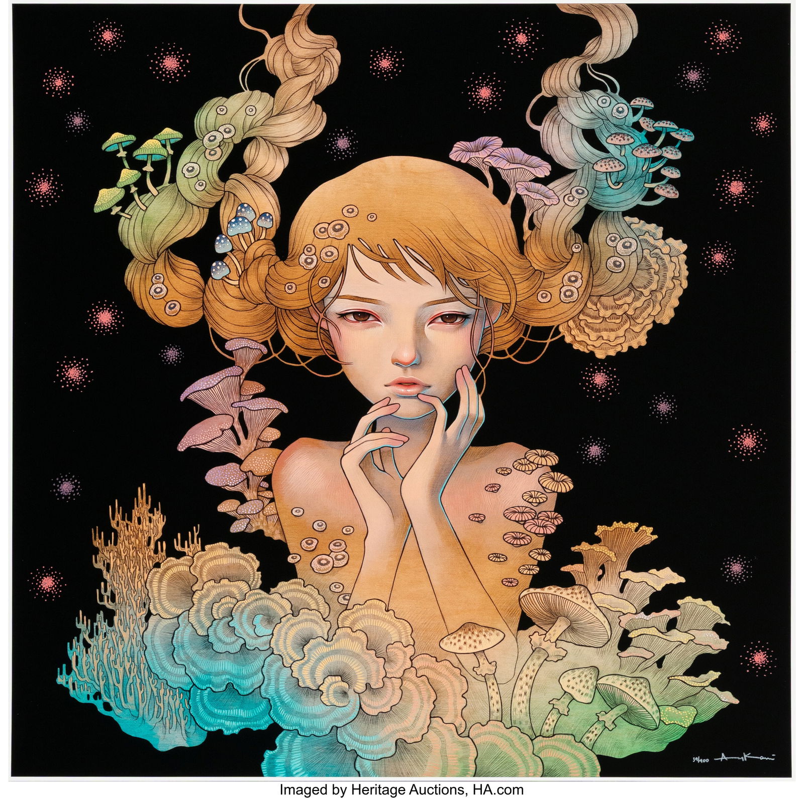 Audrey Kawasaki (b. 1982) Offering, 2013 Archiva: Audrey Kawasaki (b. 1982) Offering, 2013 Archival pigment print in colors on Entrada Moab Cotton Rag paper 18 x 18 inches (45.7 x 45.7 cm) (sheet&rp