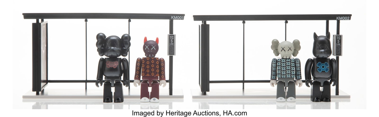 KAWS X Kebrick Bus Stop, Series 1-2 (two works),: KAWS X Kebrick Bus Stop, Series 1-2 (two works), 2002 Painted cast resin 2-3/4 x 1-3/8 x 3/4 inches (7 x 3.6 x 1.9 cm) (toy, each&r