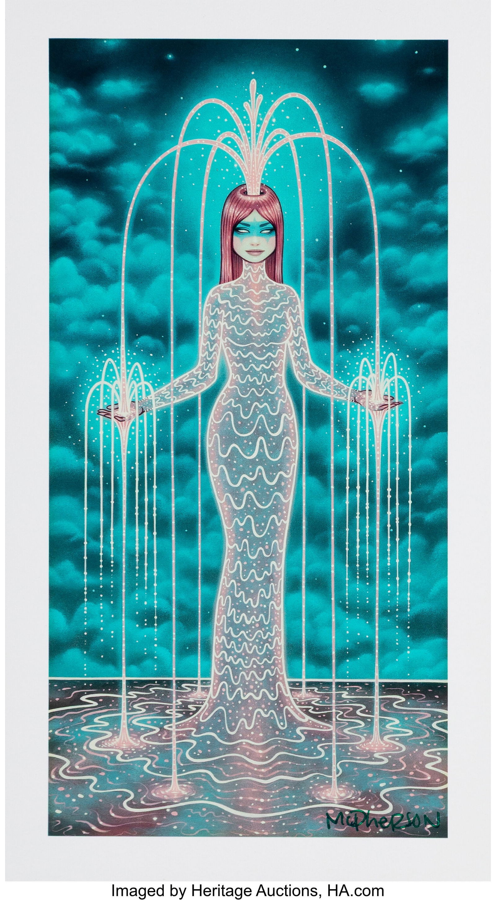 Tara McPherson (b. 1976) Fractal Fountain, 2018: Tara McPherson (b. 1976) Fractal Fountain, 2018 Giclée print in colors on wove paper 10 x 5-1/2 inches (25.4 x 14.0 cm) (sheet) Sign