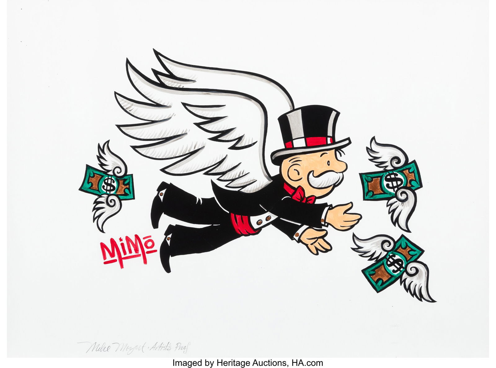 Mike Mozart (b. 1964) Wings, 2016 Screenprint in: Mike Mozart (b. 1964) Wings, 2016 Screenprint in colors on paper with hand embellishments 22-1/4 x 30 inches (56.5 x 76.2 cm) (sheet) A&per