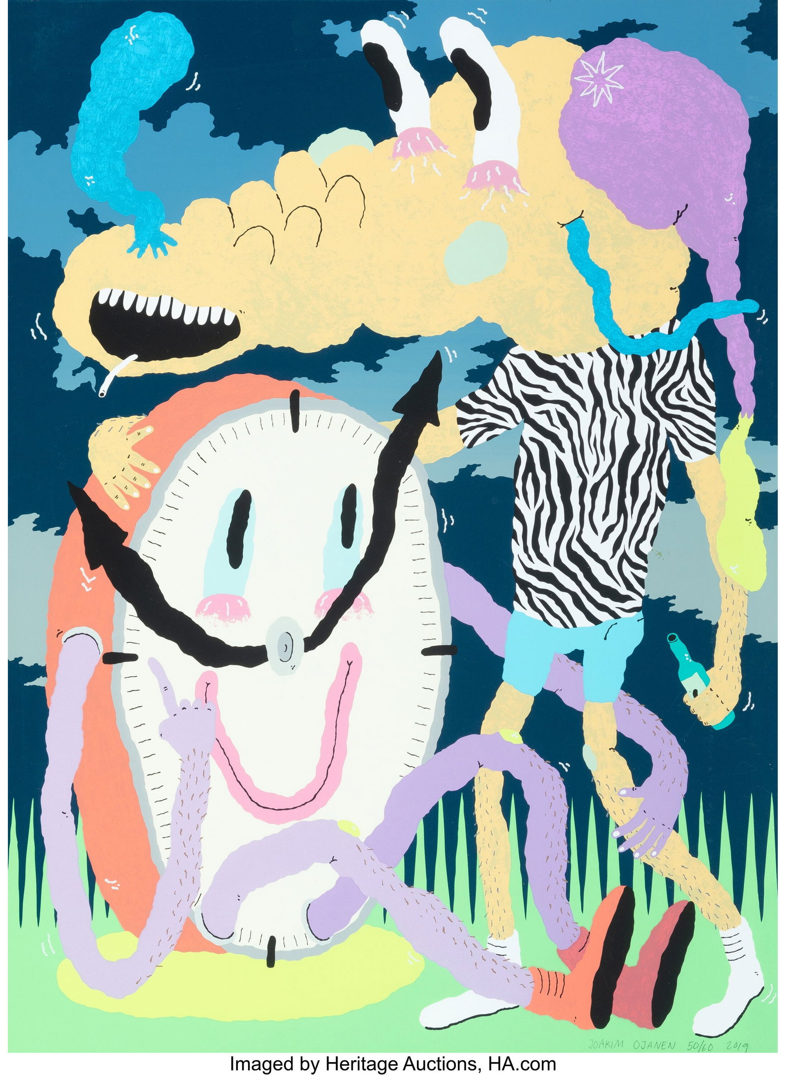 Joakim Ojanen (b. 1985) Good Night Never End, 20: Joakim Ojanen (b. 1985) Good Night Never End, 2019 Screenprint in colors on wove paper 30 x 22 inches (76.2 x 55.9 cm) (sheet) Ed. 50&so