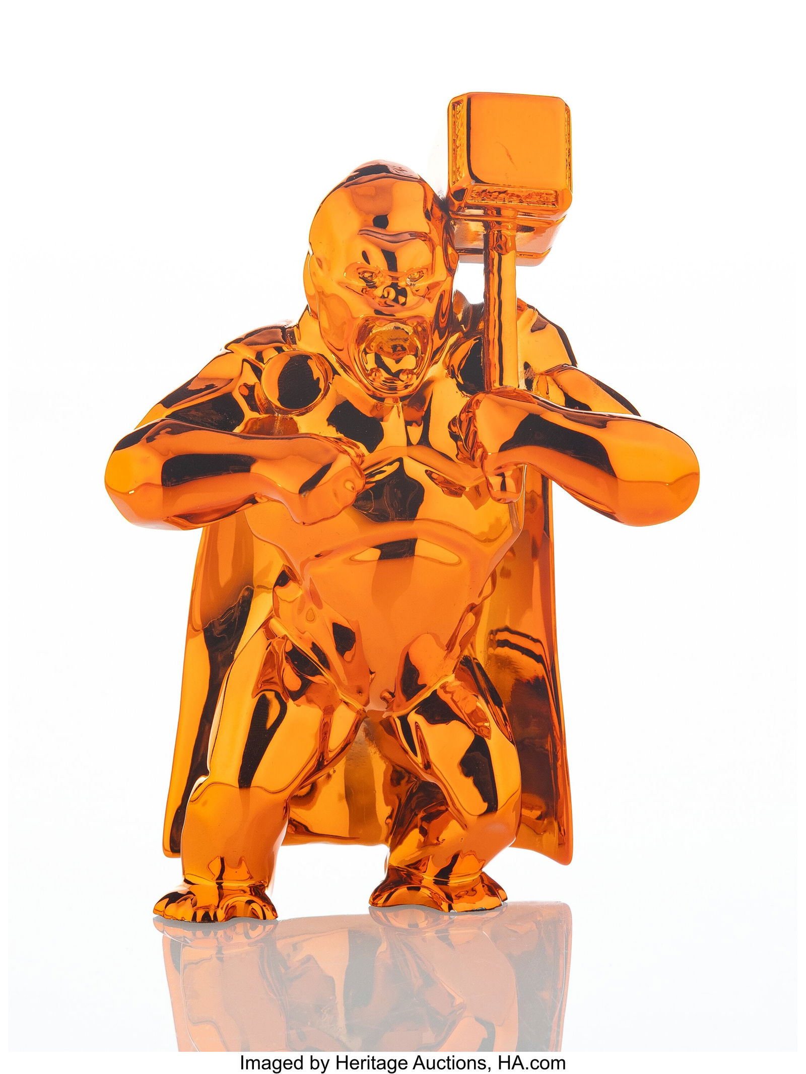 Richard Orlinski (b. 1966) Kong Hammer (Orange),: Richard Orlinski (b. 1966) Kong Hammer (Orange), 2023 Painted cast resin 5-1/2 x 4 x 2-1/2 inches (14.0 x 10.2 x 6.3 cm) HID0310