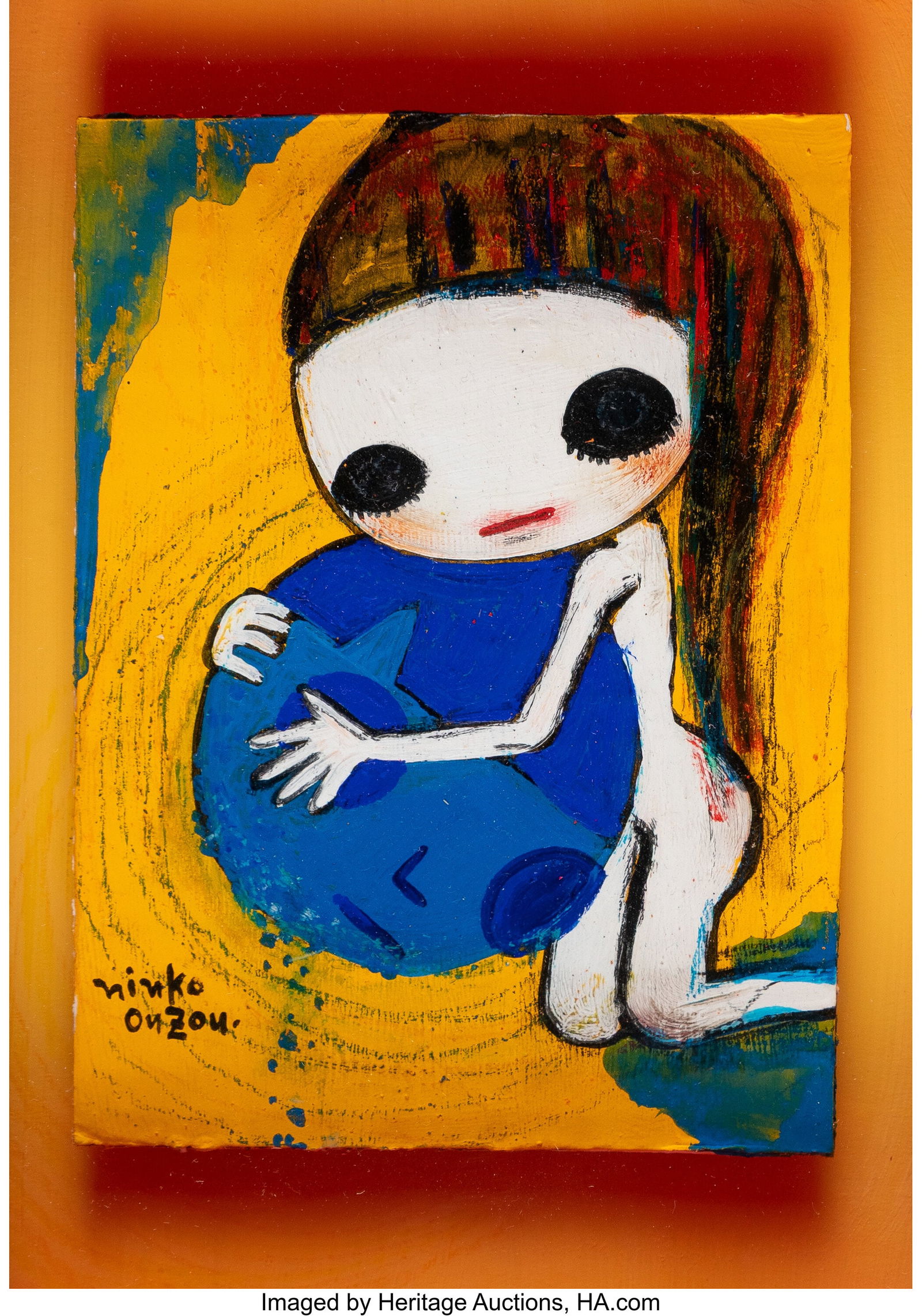 Ninko Ouzou (21st Century) To Hold Someone in My: Ninko Ouzou (21st Century) To Hold Someone in My Arms Acrylic and pencil on board 5-1/2 x 4 inches (14.0 x 10.2 cm) Signed lower left: Ninko / Ouzou Tit