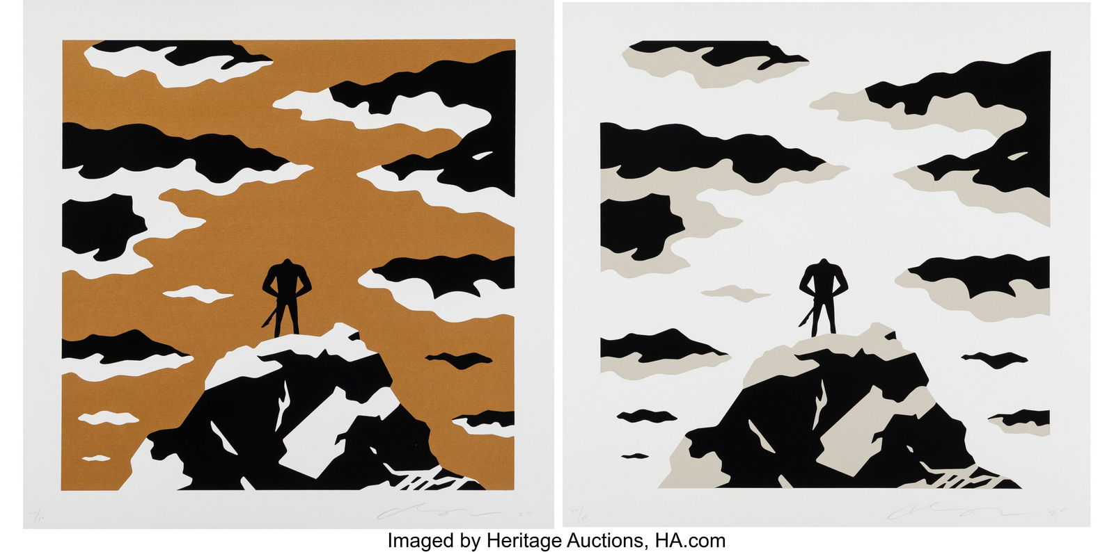 Cleon Peterson (b. 1973) The Wanderer (diptych),: Cleon Peterson (b. 1973) The Wanderer (diptych), 2025 Screenprint in colors on Coventry Rag paper 20 x 20 inches (50.8 x 50.8 cm) (sheet&c