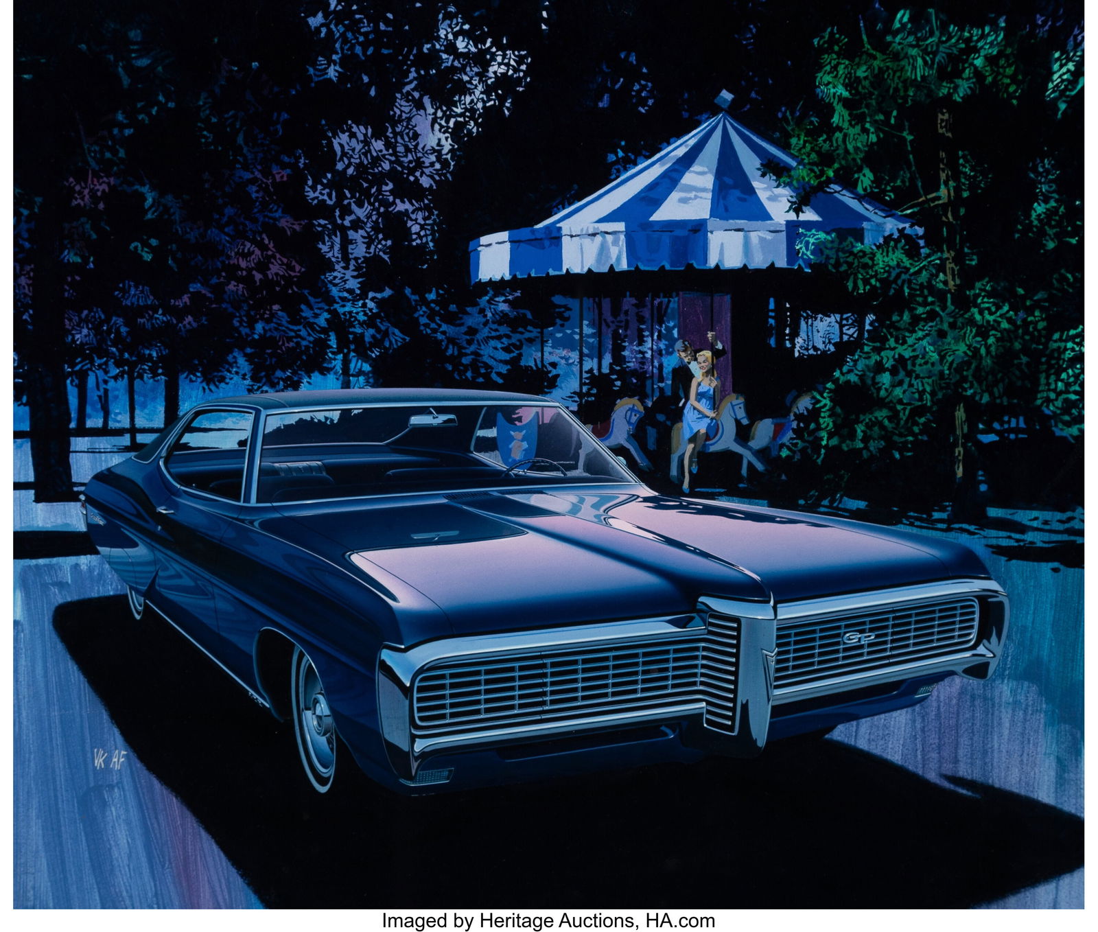 Arthur "Art" Fitzpatrick (American, 1919-2015) &: Arthur "Art" Fitzpatrick (American, 1919-2015) & Van Kaufman (American, 1918-1995) Grand Prix, Pontiac Wide-Track advertisement, 1968 Mixed media with c