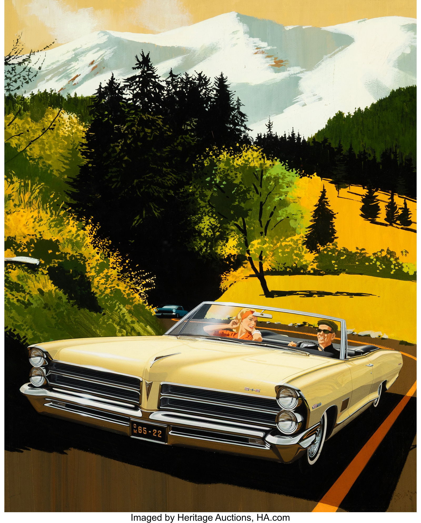 Arthur "Art" Fitzpatrick (American, 1919-2015) &: Arthur "Art" Fitzpatrick (American, 1919-2015) & Van Kaufman (American, 1918-1995) Pontiac 2+2 advertisement, 1965 Mixed media with collage on board 18 x