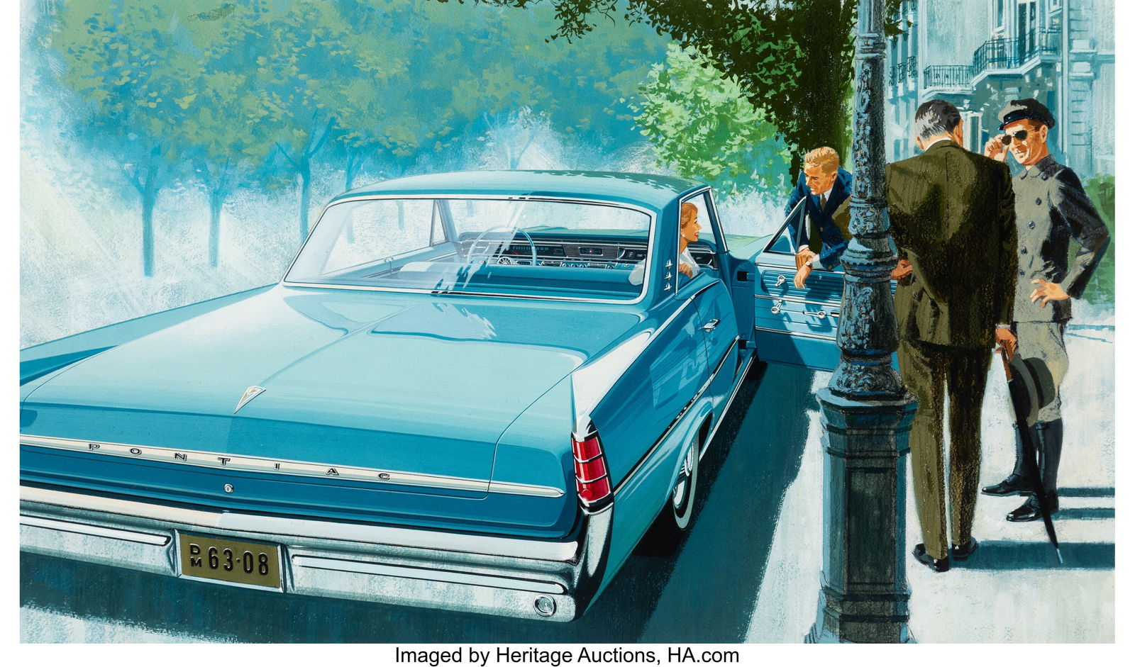 Arthur "Art" Fitzpatrick (American, 1919-2015) &: Arthur "Art" Fitzpatrick (American, 1919-2015) & Van Kaufman (American, 1918-1995) Pontiac advertisement, 1963 Mixed media with collage on board 16-5/8 x