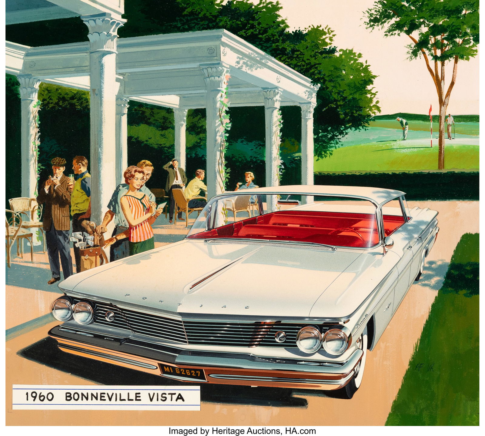 Arthur "Art" Fitzpatrick (American, 1919-2015) &: Arthur "Art" Fitzpatrick (American, 1919-2015) & Van Kaufman (American, 1918-1995) Pontiac Bonneville Vista advertisement, 1960 Mixed media with collage on bo