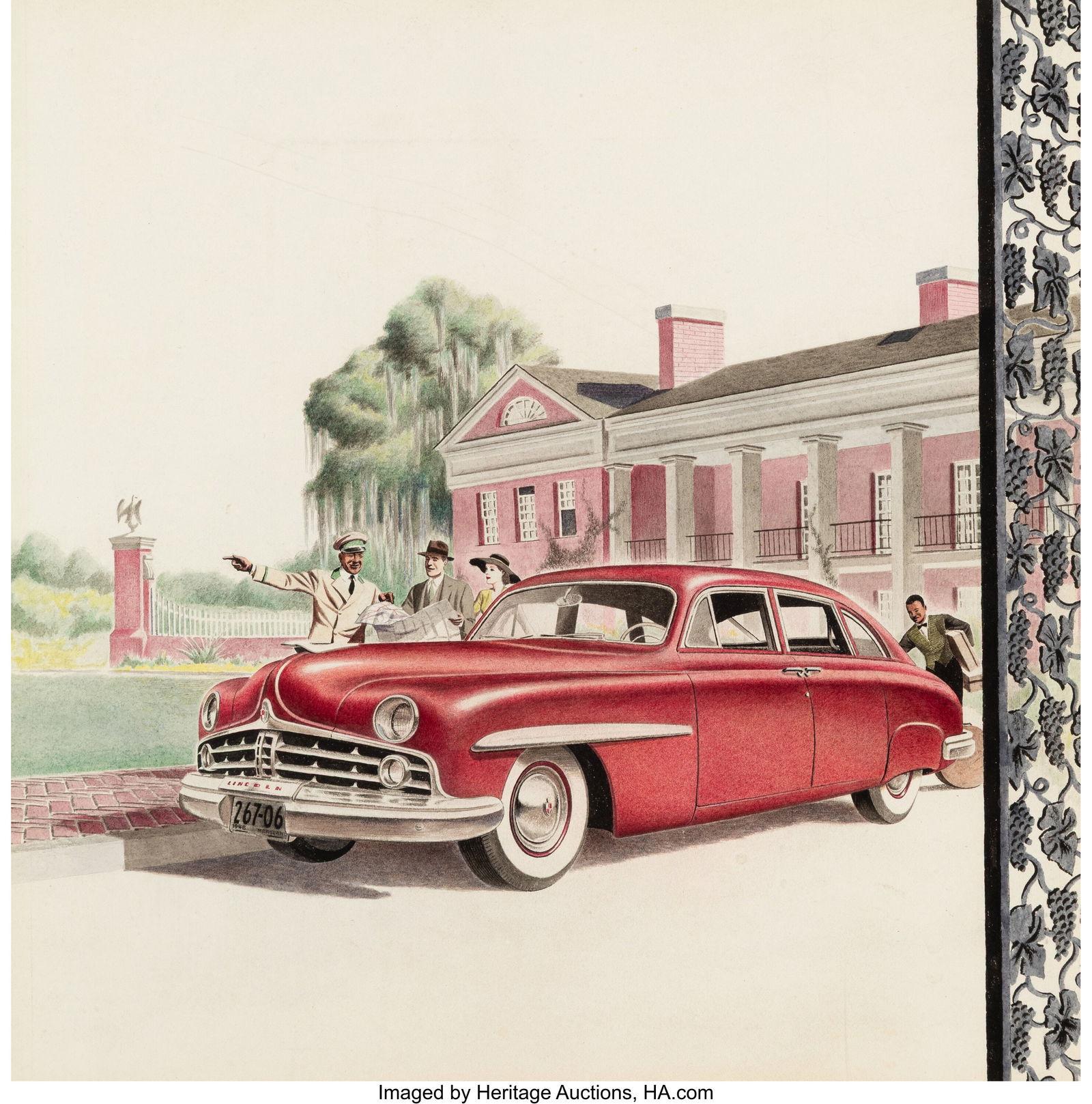 American Artist (20th Century) Lincoln Cosmopoli: American Artist (20th Century) Lincoln Cosmopolitan advertisement, 1948 Watercolor on board 13 x 12-1/2 inches (33.0 x 31.8 cm) (sight) Not signed