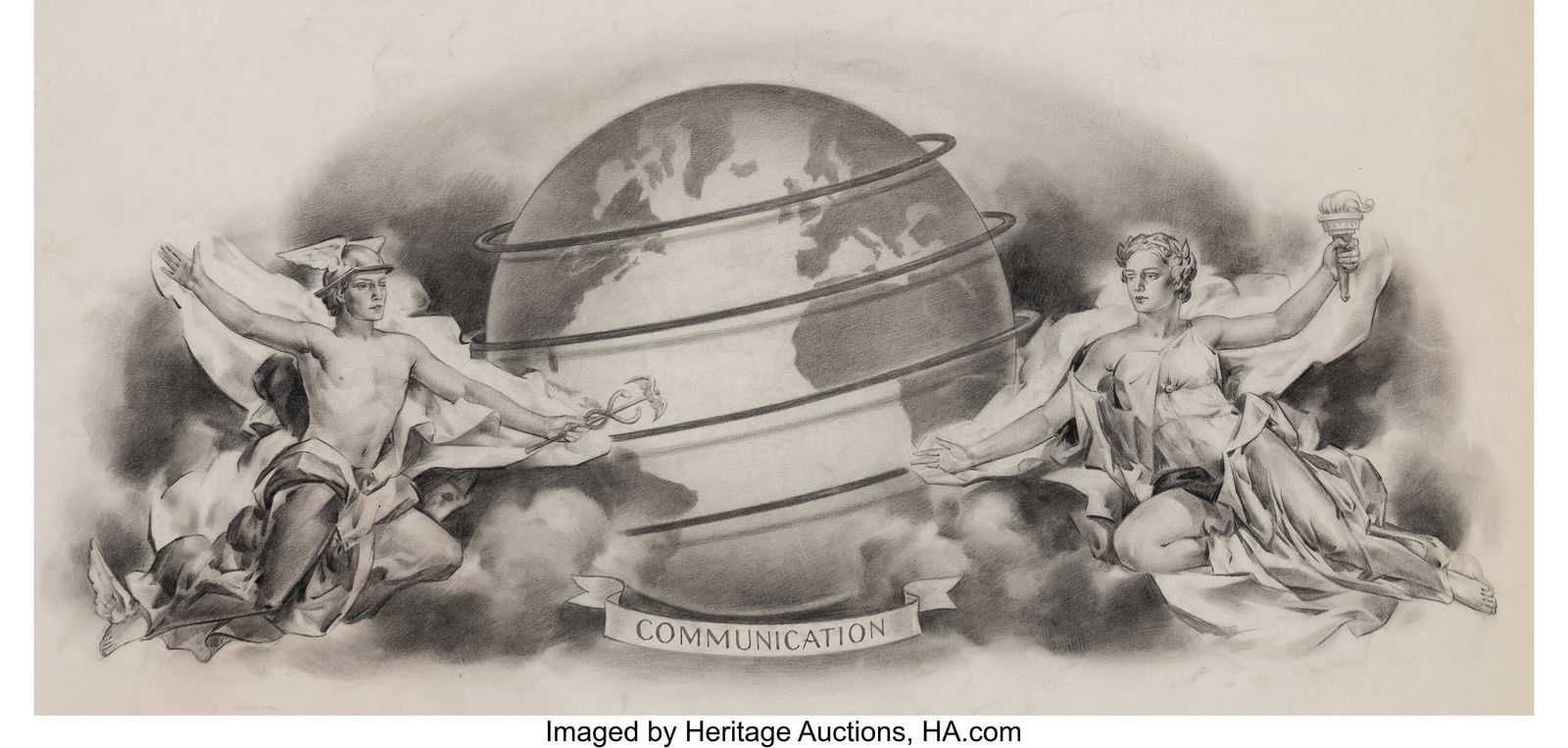 American Artist (20th Century) Pair of WPA Mural: American Artist (20th Century) Pair of WPA Mural designs (two works) Pencil on paper 17-1/2 x 27-5/8 inches (44.5 x 70.2 cm) (largest) 17-