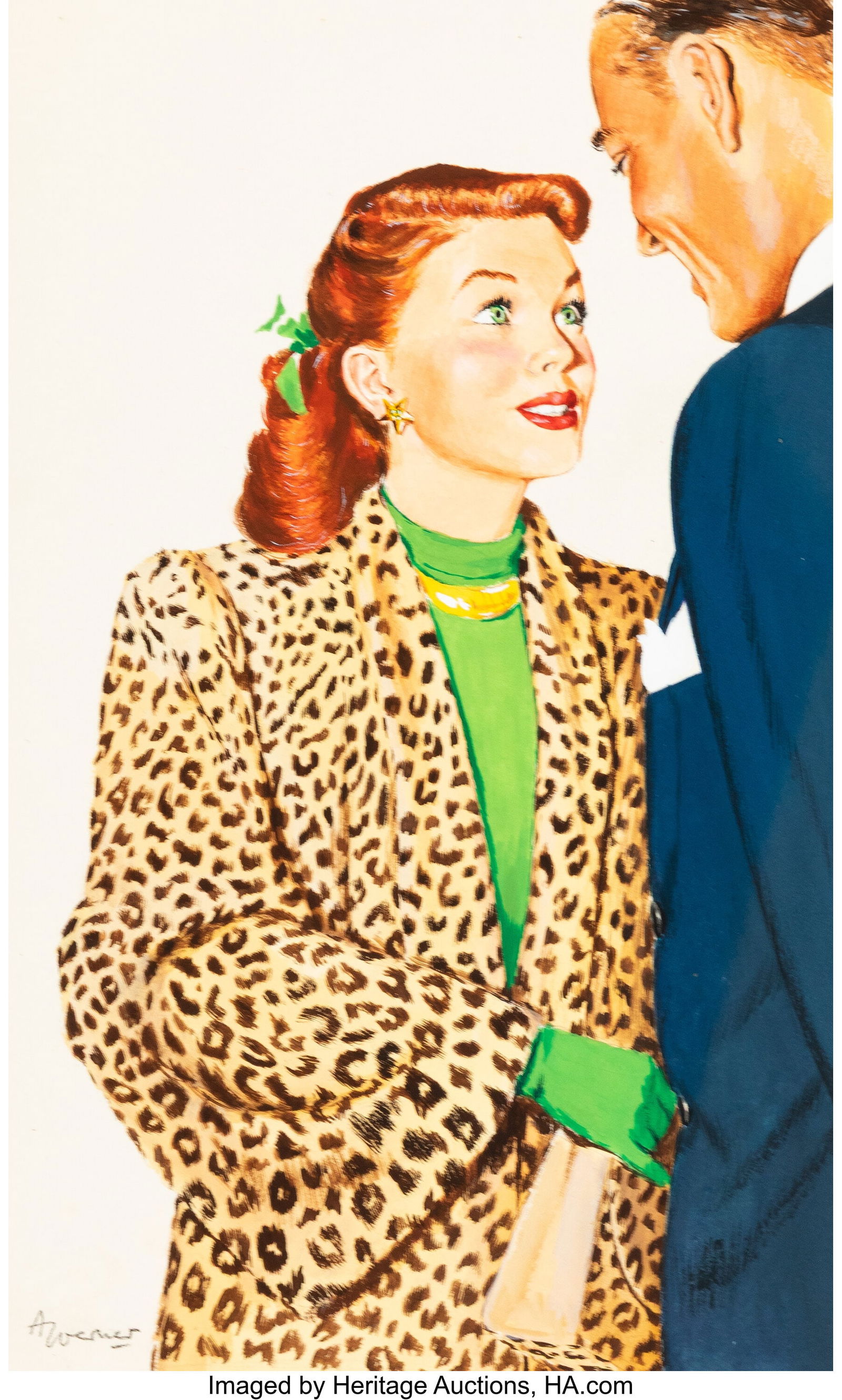 Al Werner (20th Century) Chance Meeting Gouache (1 of 3)