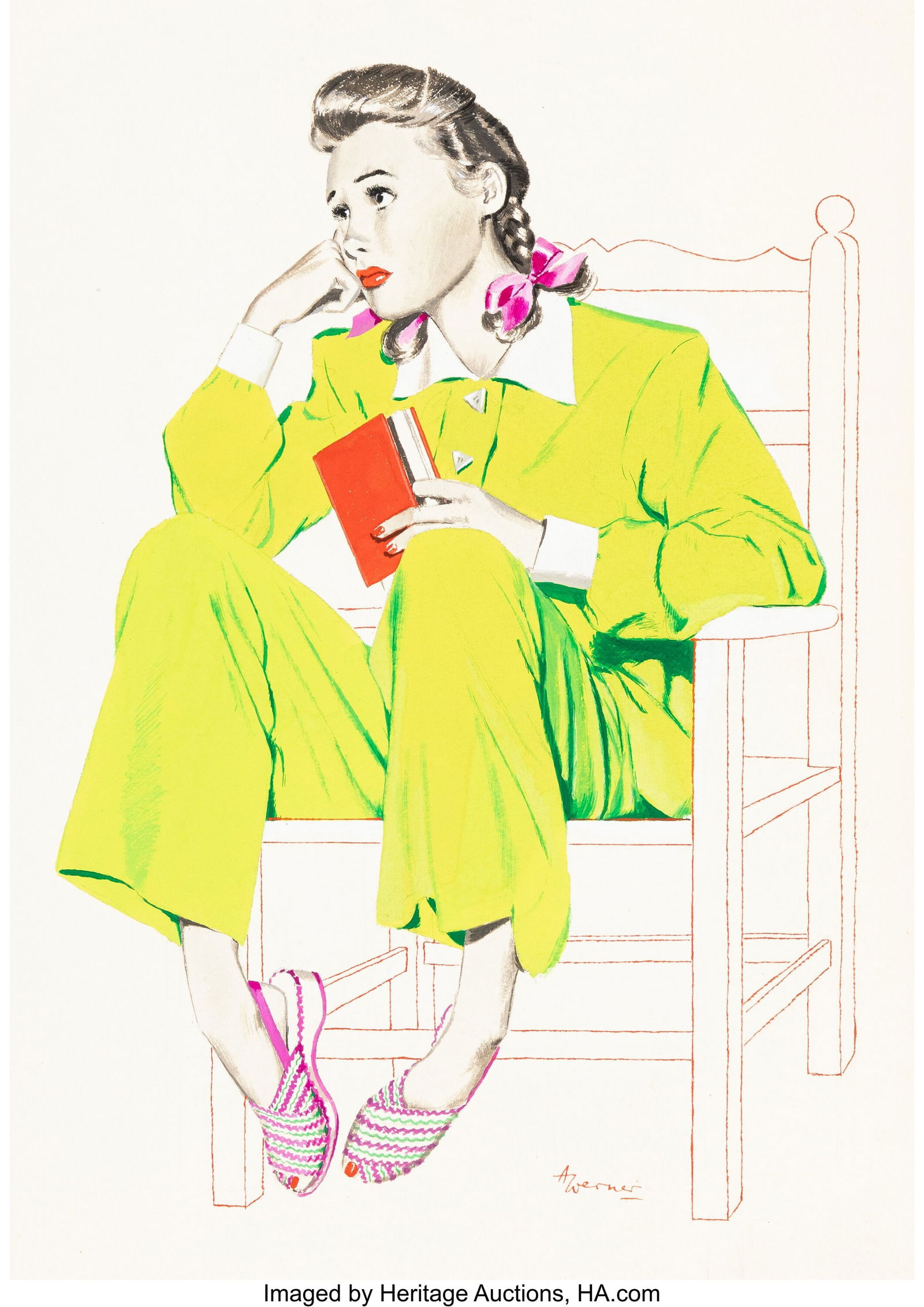 Al Werner (20th Century) Stuck in Green Mixed me: Al Werner (20th Century) Stuck in Green Mixed media on board 15-3/8 x 11-1/4 inches (39.1 x 28.6 cm) Signed lower right: Werner HID03101062020 © 20