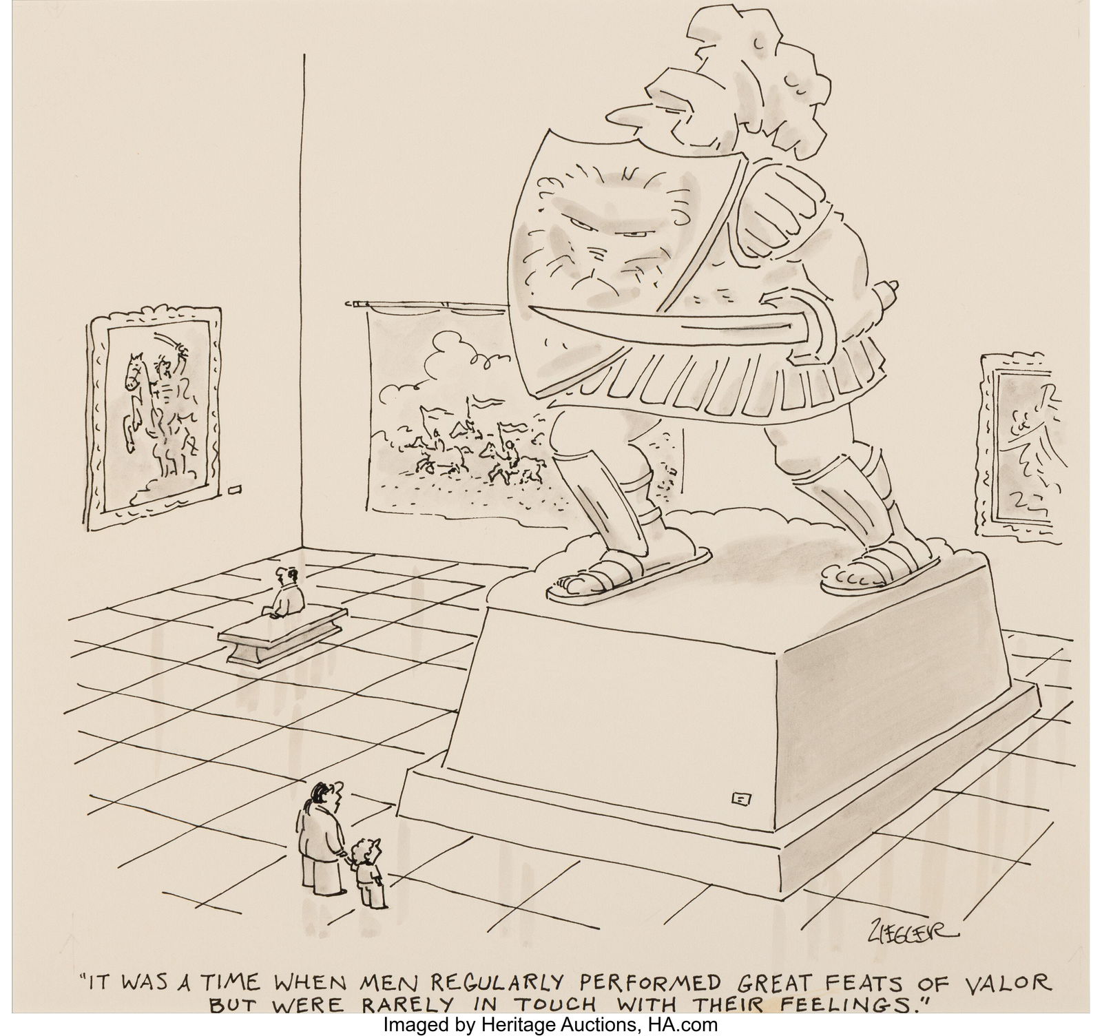 Jack Ziegler (American, 1942-2017) Valor, New Yo: Jack Ziegler (American, 1942-2017) Valor, New Yorker cartoon, June 24, 1991 Ink on paper 9 x 9-1/2 inches (22.9 x 24.1 cm) (sight&rpa