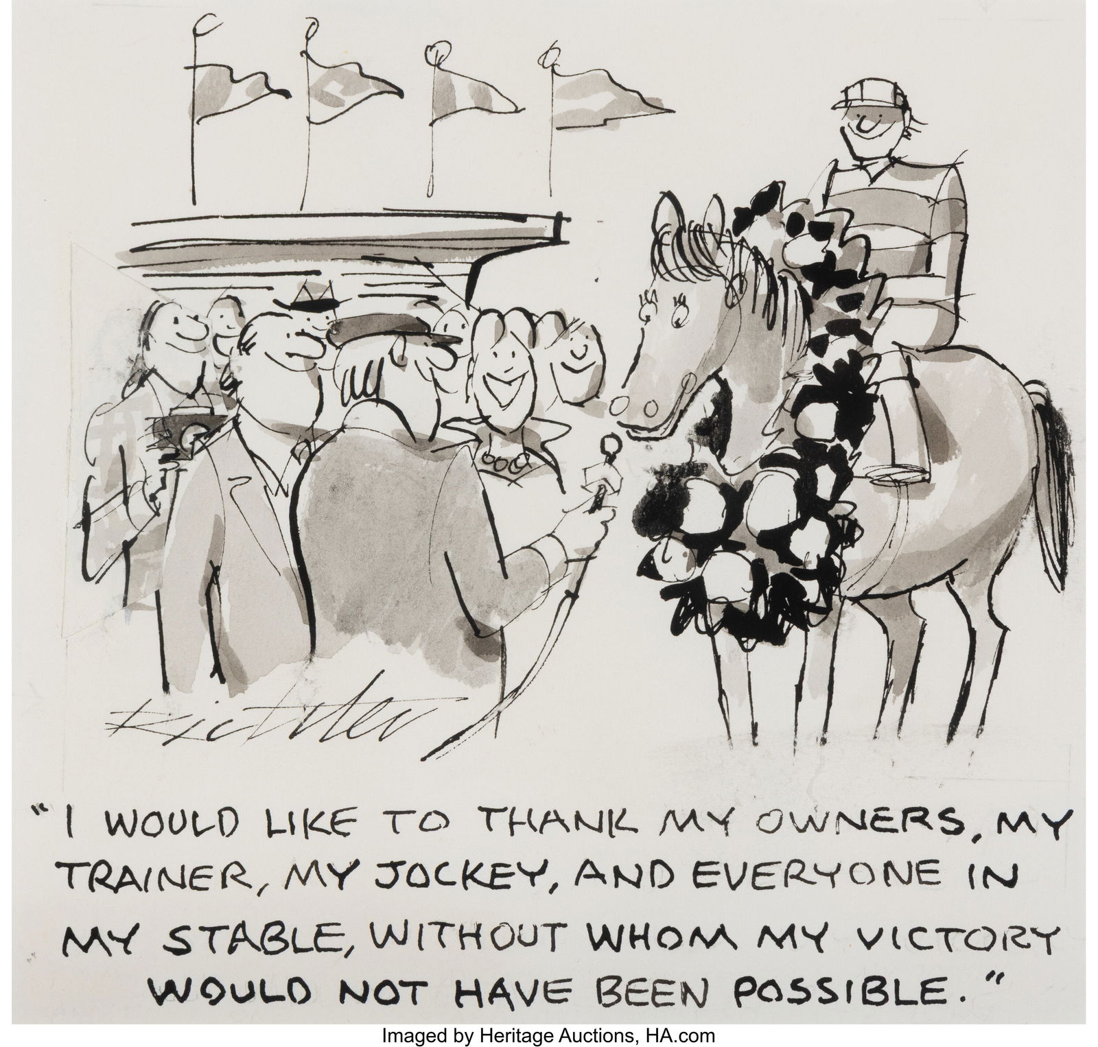 Mischa Richter (American, 1910-2001) I Would Lik: Mischa Richter (American, 1910-2001) I Would Like To Thank My Owners..., New Yorker cartoon, May 21, 1990 Ink on paper with element of collage 7