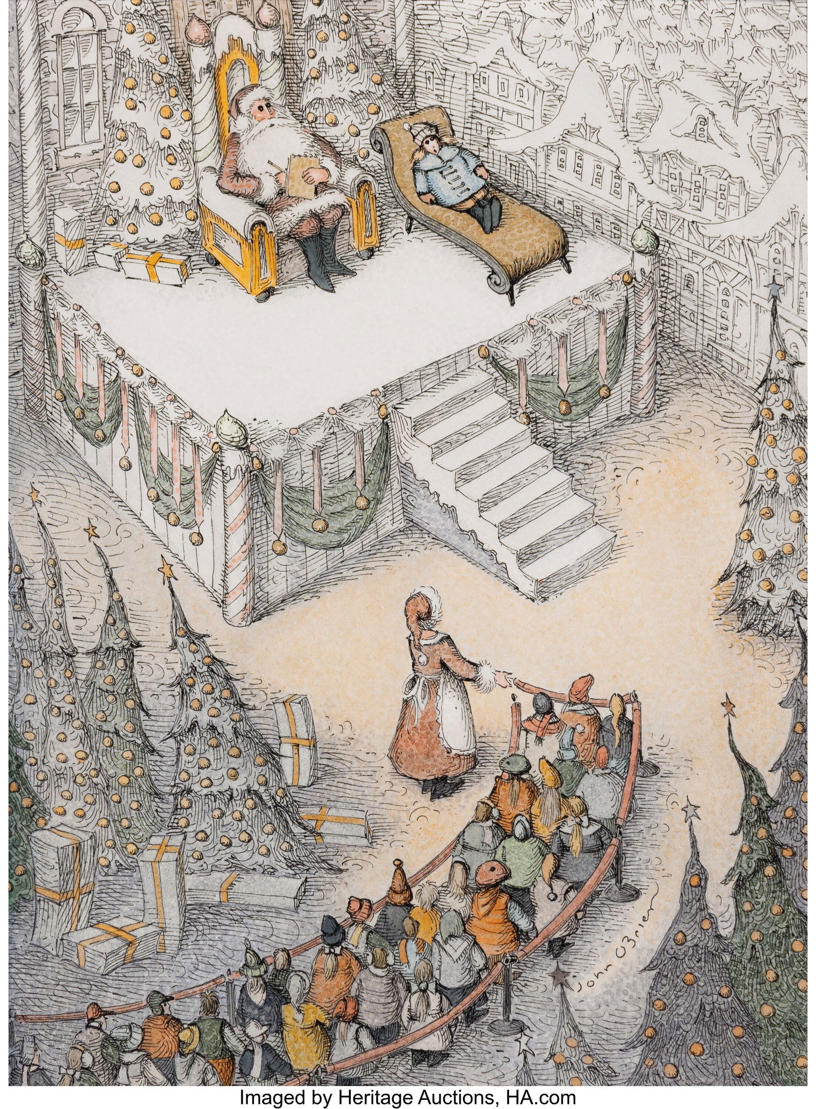 John O'Brien (American, b. 1953) Santa's Session: John O'Brien (American, b. 1953) Santa's Sessions, New Yorker cartoon, December 20, 1993 Ink and watercolor on paper 14-1/2 x 11-1/2 inches (36&pe