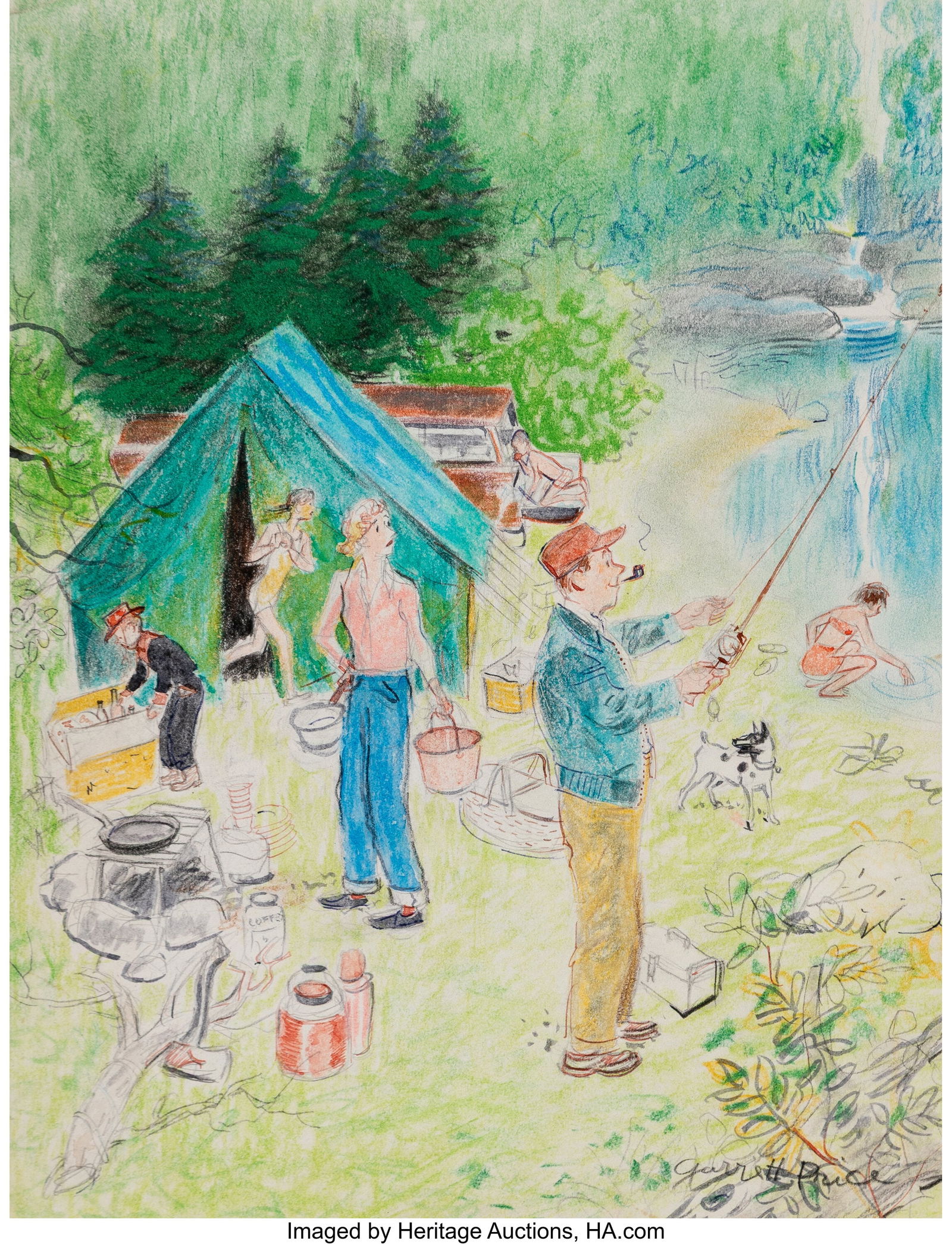 Garrett Price (American, 1896-1979) New Yorker c: Garrett Price (American, 1896-1979) New Yorker cover study, 1961 Mixed media on paper 11-3/8 x 8-1/2 inches (28.8 x 21.6 cm) Signed lower right&co