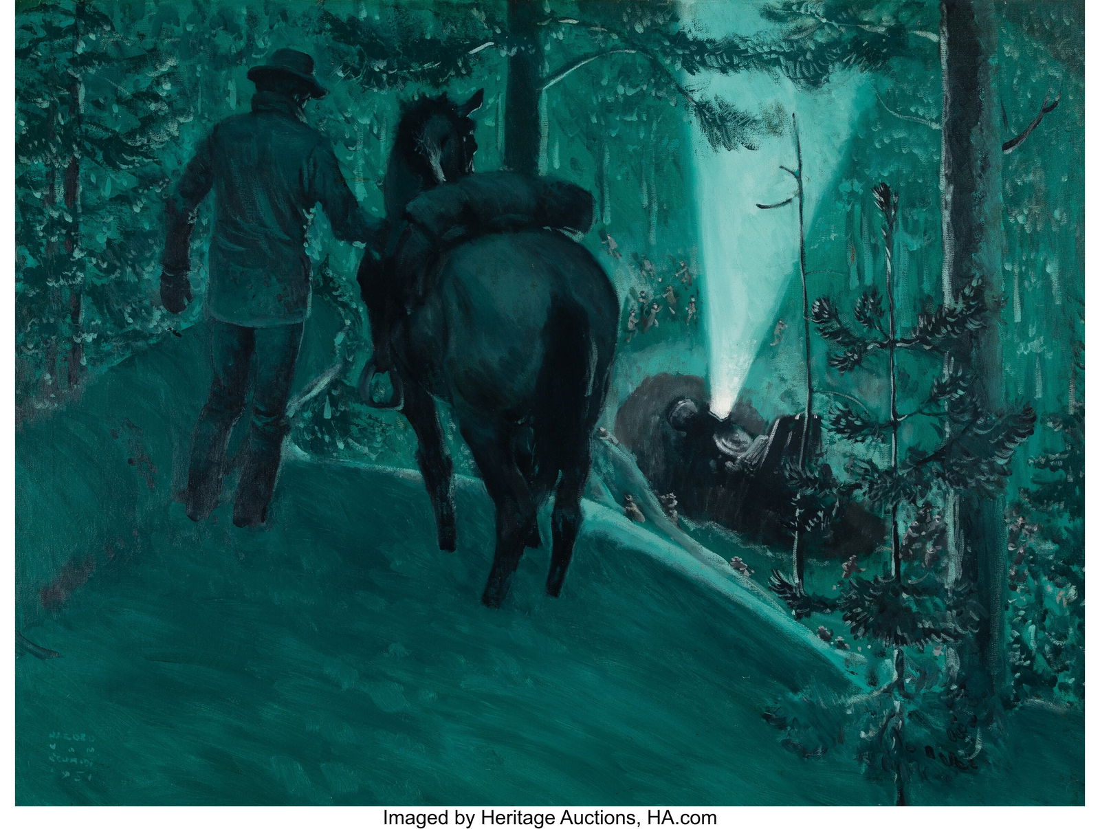 Harold von Schmidt (American, 1893-1982) The Wre: Harold von Schmidt (American, 1893-1982) The Wreck, 1951 Oil on canvas 30 x 40 inches (76.2 x 101.6 cm) Signed and dated lower left: Harold / vo