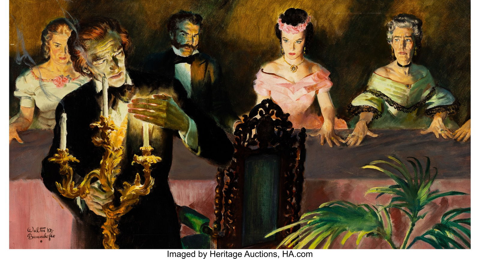 Walter Martin Baumhofer (American, 1904-1987) Ki: Walter Martin Baumhofer (American, 1904-1987) King of the Spook Worker, Argosy magazine interior, July 1957 Oil on canvas 17 x 31 inches (43.2 x 78.7 cm&