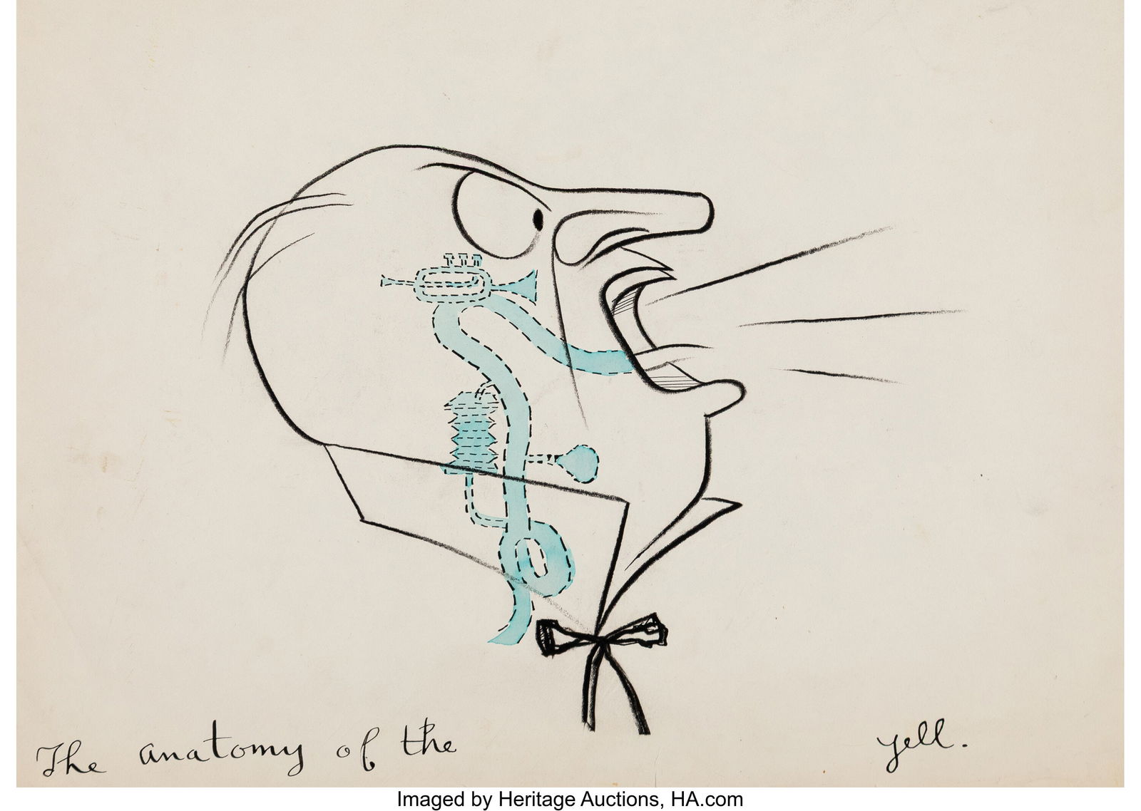 Robert Osborn (American, 1904-2004) The Anatomy: Robert Osborn (American, 1904-2004) The Anatomy of the Yell, Saturday Evening Post cartoon (three works) Mixed media on paper 11 x 15 inches (27.9 x 38&peri