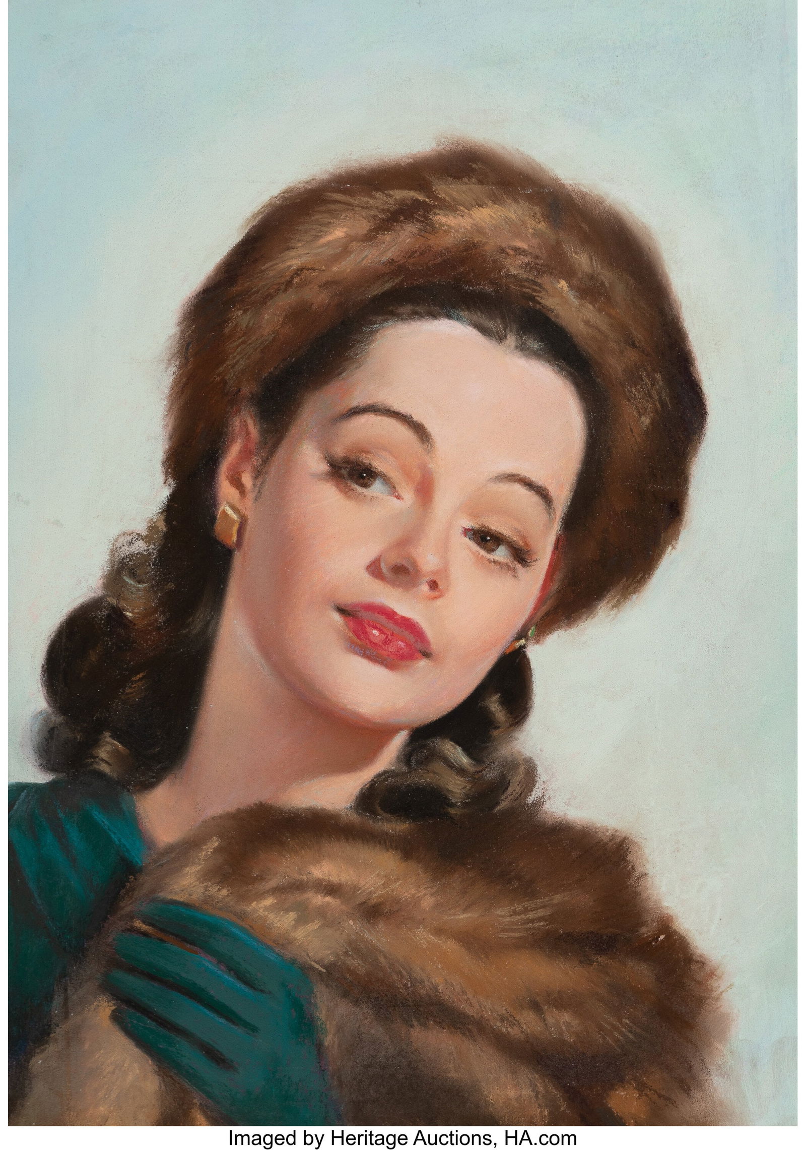 Frederick Sands Brunner (American, 1886-1954) Br: Frederick Sands Brunner (American, 1886-1954) Brown Eyes Stole My Heart Pastel on board 22 x 16-1/2 inches (55.9 x 41.9 cm) Not signed HID03101062020 ©