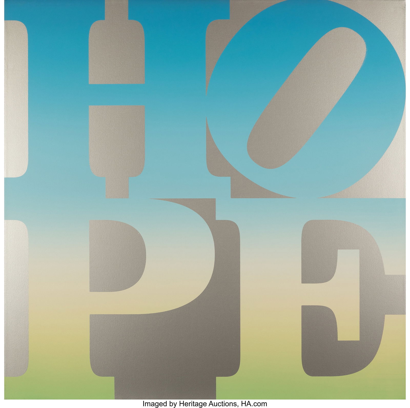 Robert Indiana (1928-2018) HOPE, 2010 Screenprin: Robert Indiana (1928-2018) HOPE, 2010 Screenprint in colors on canvas 36 x 36 inches (91.4 x 91.4 cm) A.P. Signed, dated, and editione