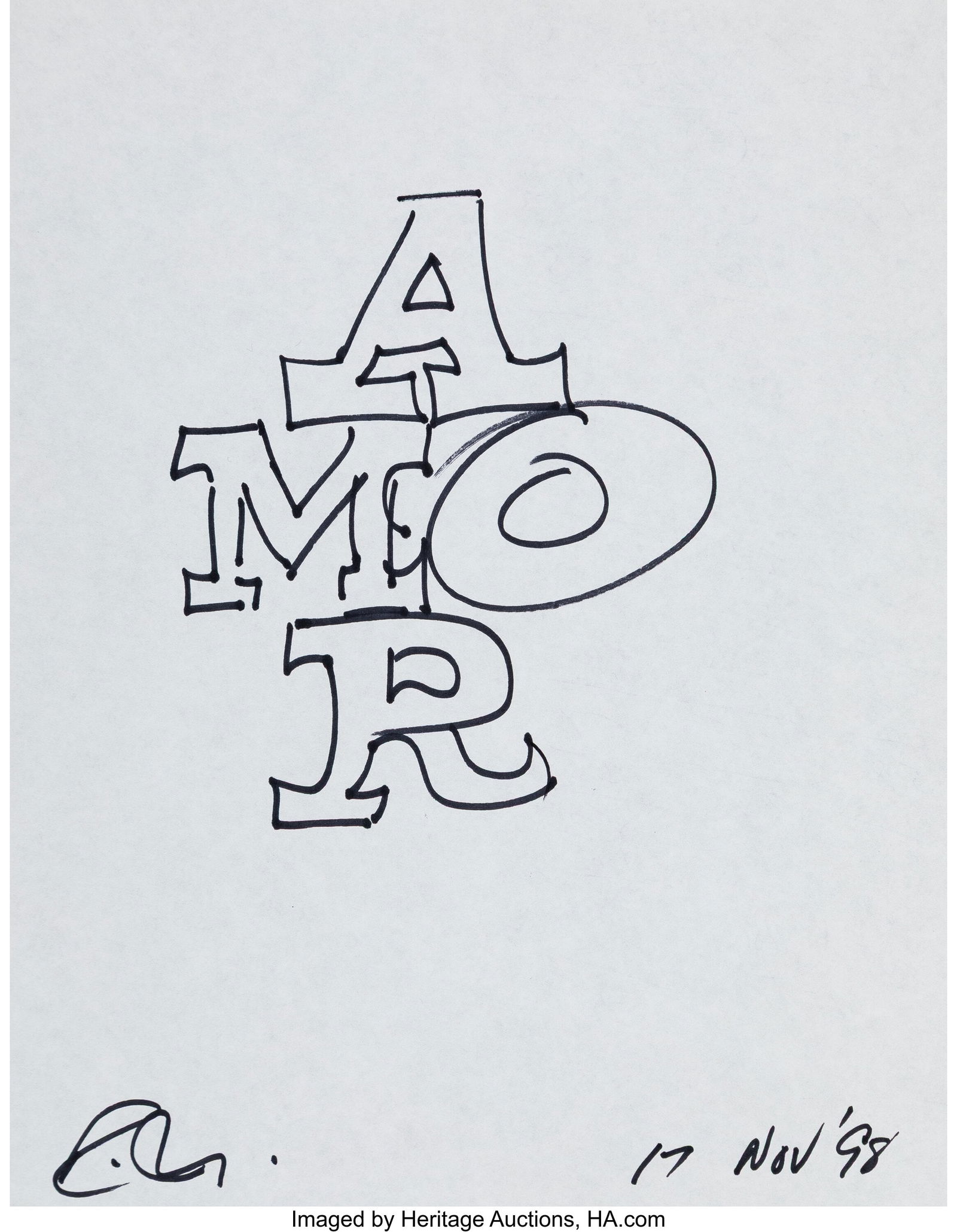 Robert Indiana (1928-2018) Amor (study), 1998 In (1 of 2)