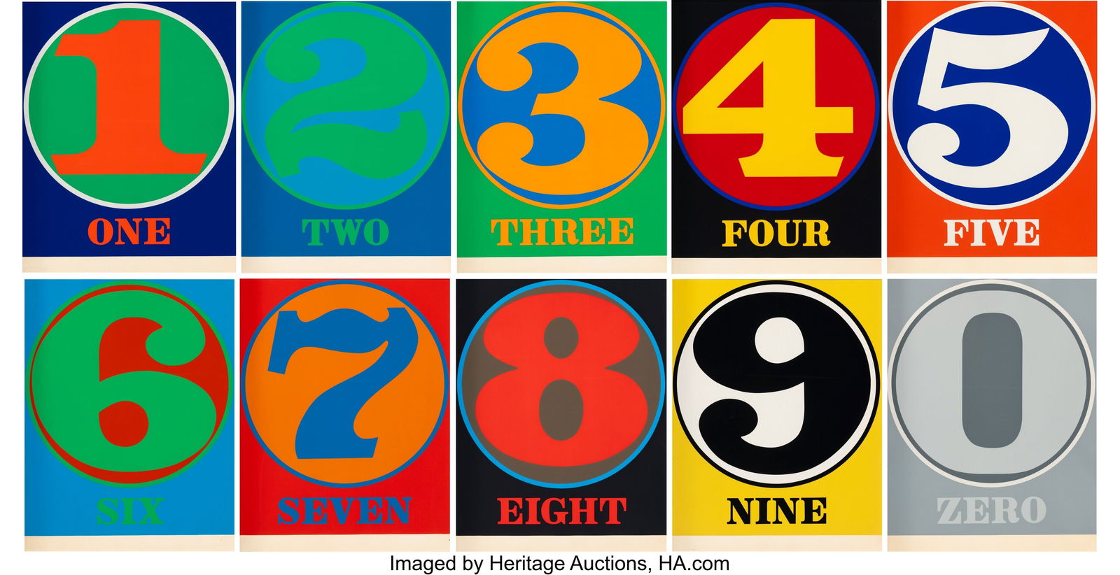 Robert Indiana (1928-2018) Numbers (ten works, c: Robert Indiana (1928-2018) Numbers (ten works, complete portfolio), 1968 Screenprints in colors on wove paper 26 x 20 inches (66.0 x 50.8 cm) &l