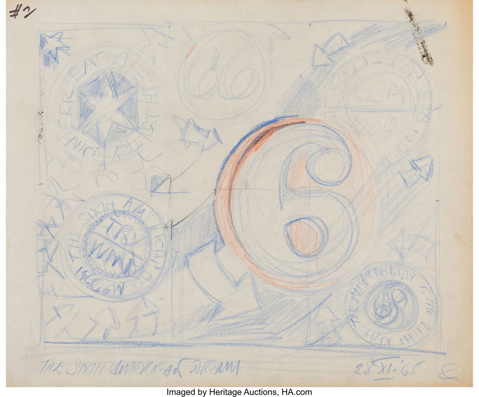 Robert Indiana (1928-2018) The Sixth American Dr: Robert Indiana (1928-2018) The Sixth American Dream (study) Pencil on paper 14 x 17 inches (35.6 x 43.2 cm) (sheet) HID03101062020 © 2026 Her