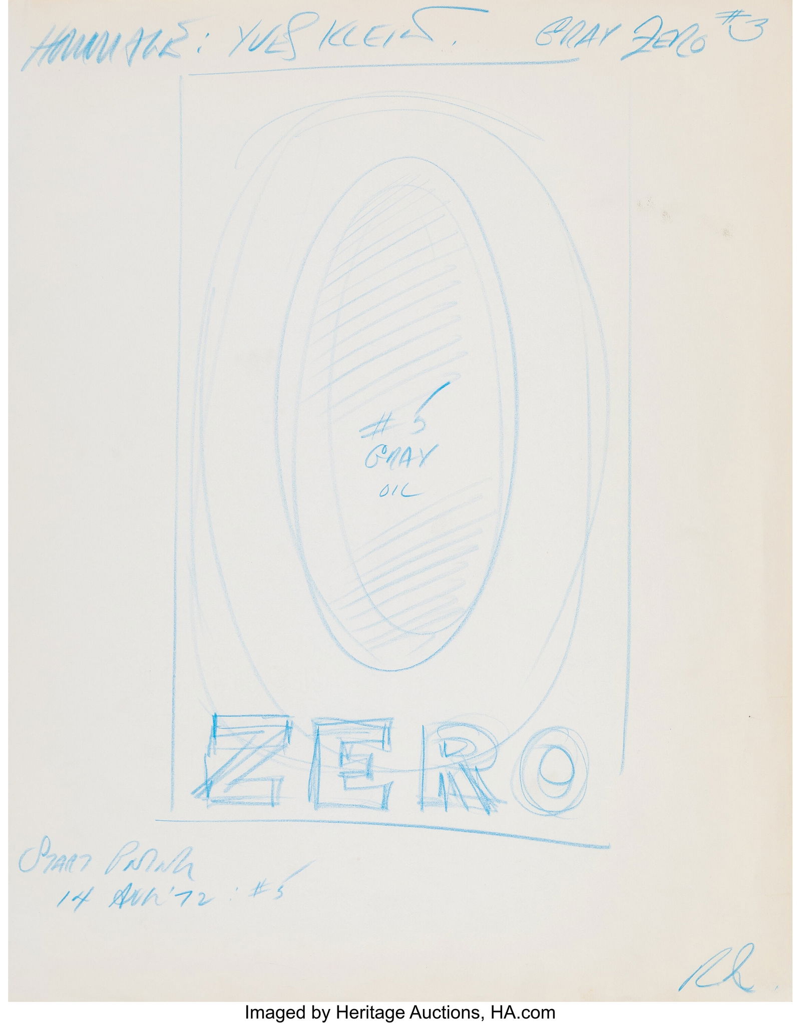 Robert Indiana (1928-2018) Homage: Yves Klein, G: Robert Indiana (1928-2018) Homage: Yves Klein, Grey Zero (study) Pencil on paper 16-7/8 x 13-1/4 inches (42.9 x 33.7 cm) (sheet&rpa