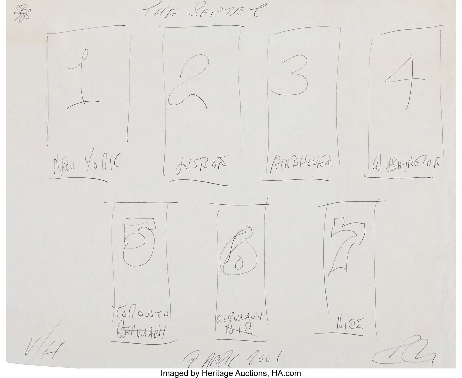 Robert Indiana (1928-2018) The Septe (study), 20: Robert Indiana (1928-2018) The Septe (study), 2001 Ink on paper 9-3/4 x 11-3/4 inches (24.8 x 29.8 cm) (sheet) Signed and dated in i