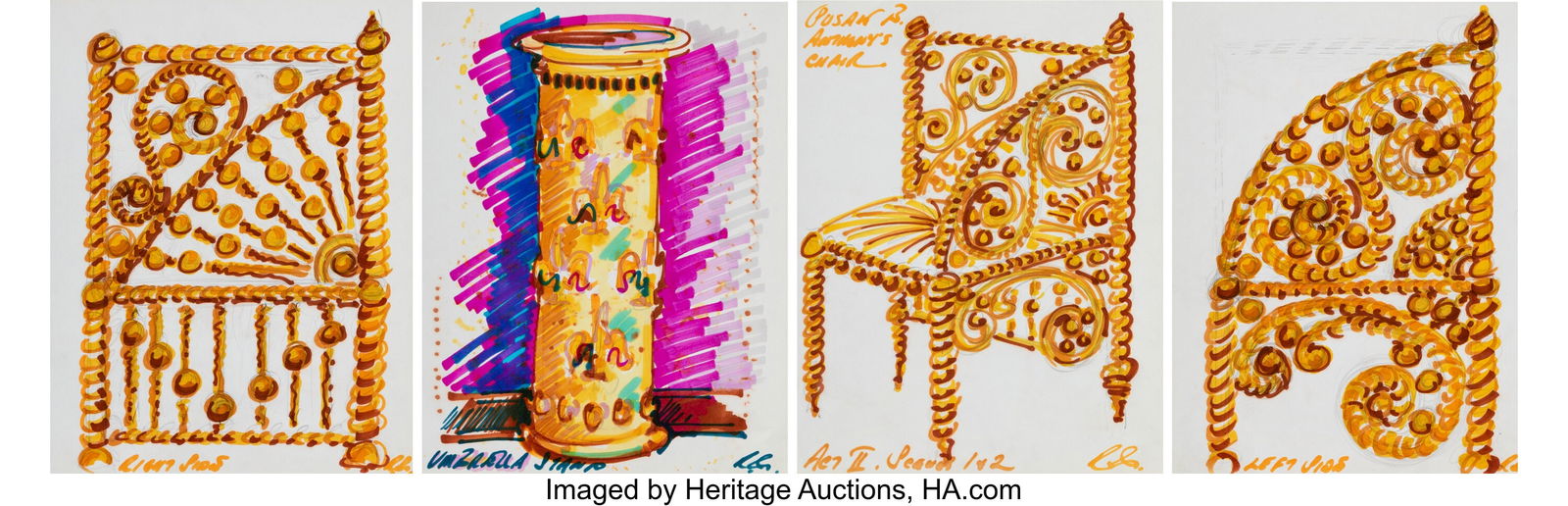 Robert Indiana (1928-2018) Susan B Set Design Sk: Robert Indiana (1928-2018) Susan B Set Design Sketches (four works) Ink on paper 13-3/8 x 10 inches (33.8 x 25.4 cm) (each sheet) Each signed