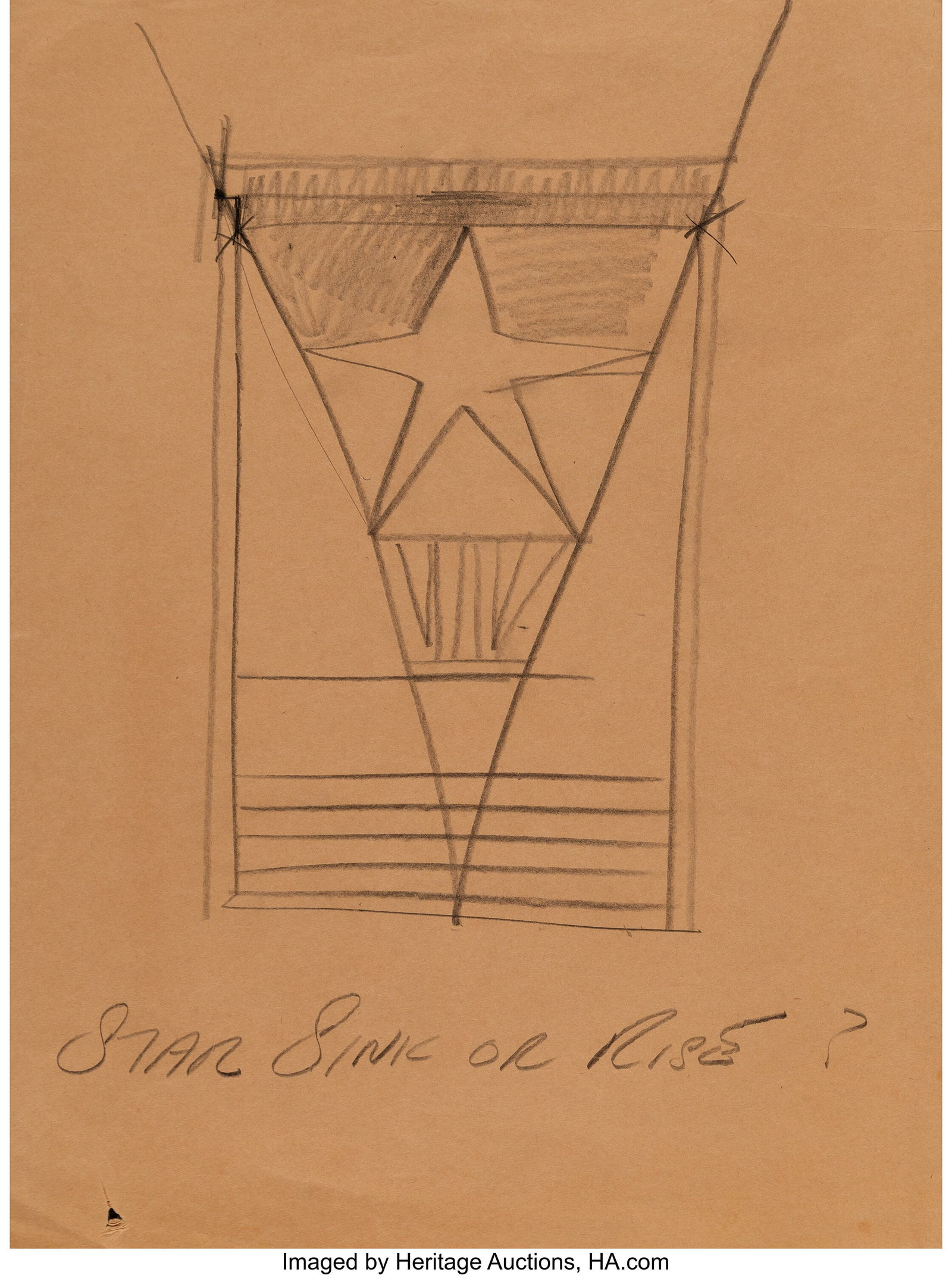 Robert Indiana (1928-2018) Star, Sink or Rise (s: Robert Indiana (1928-2018) Star, Sink or Rise (study) Pencil on brown paper 17 x 13 inches (43.2 x 33.0 cm) (sheet) Signed in pencil verso H